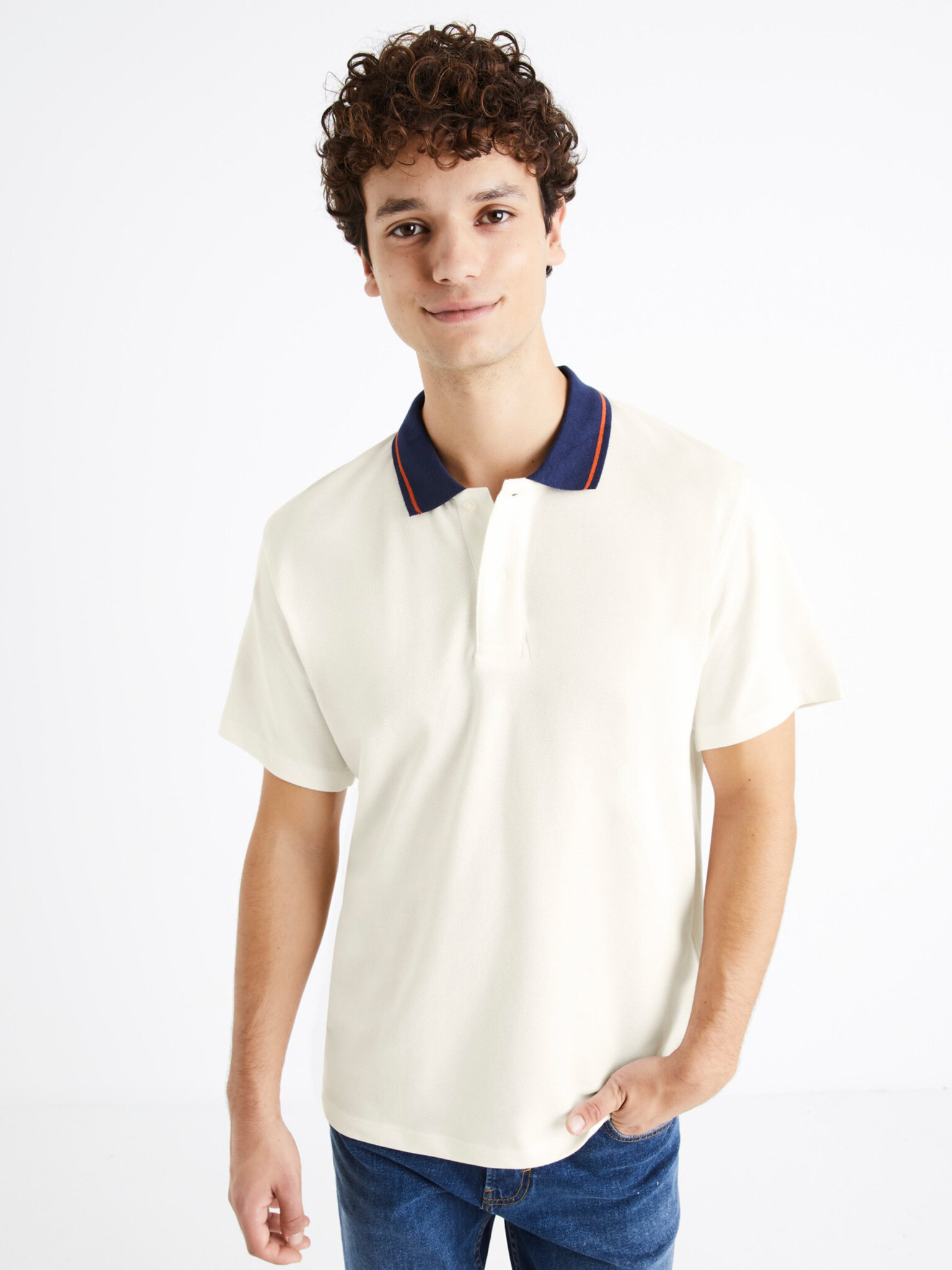 Celio Derwin Polo Tricou Alb - Pled.ro