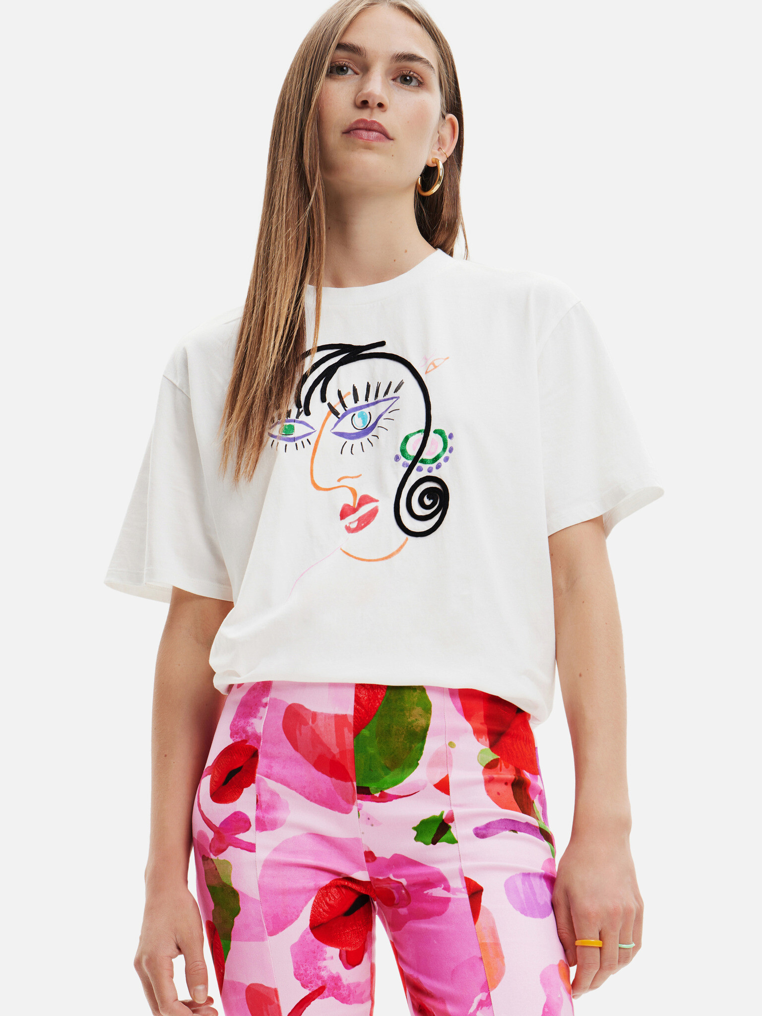 Desigual Face Tricou Alb - Pled.ro