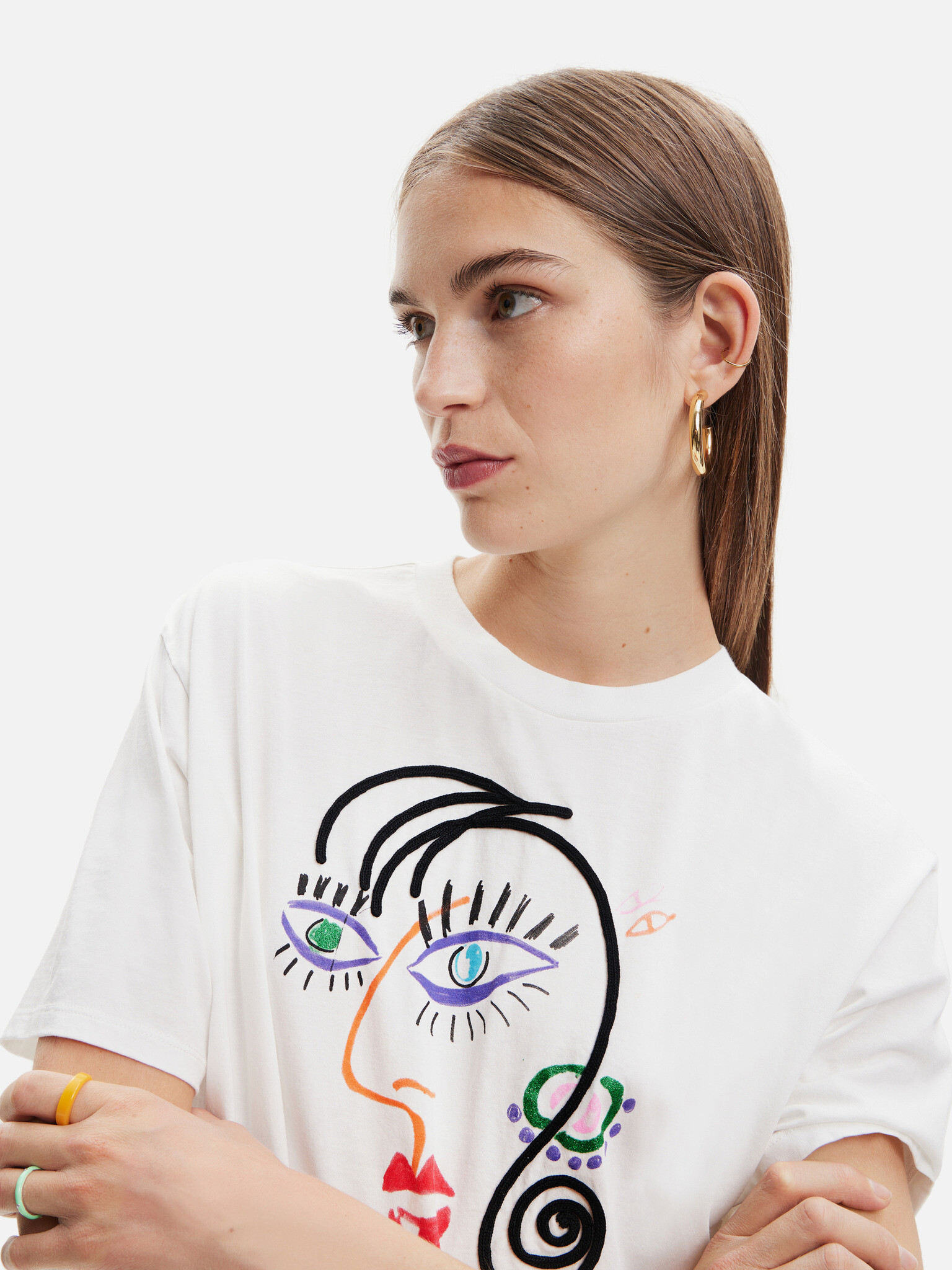 Desigual Face Tricou Alb - Pled.ro