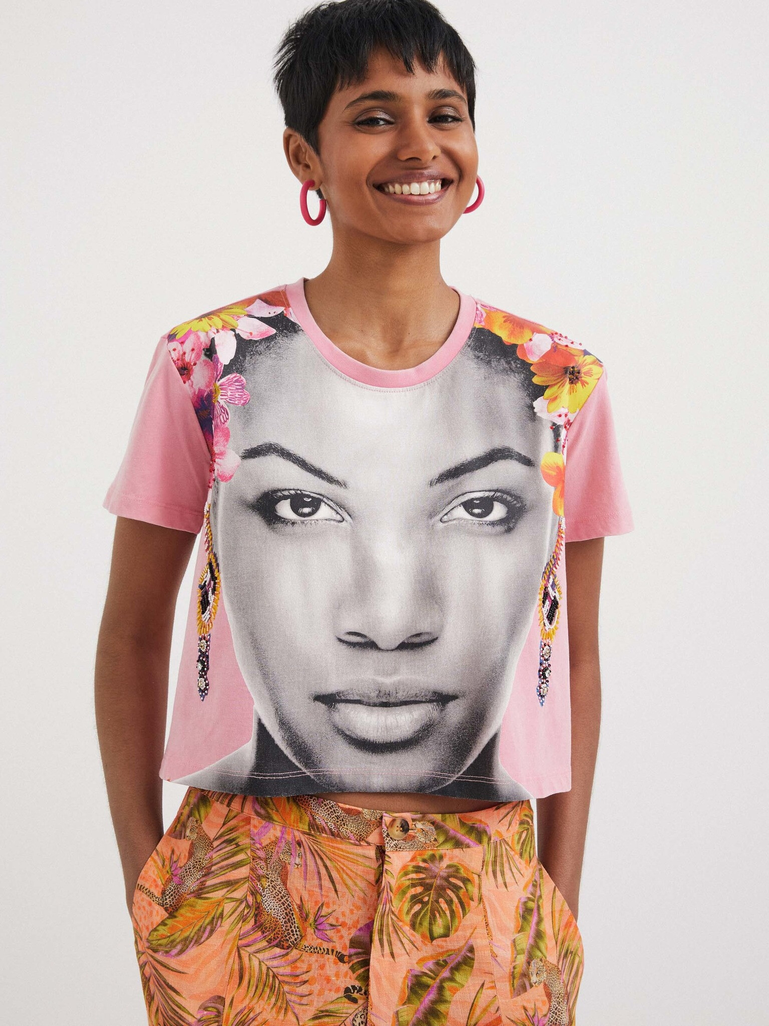 Desigual Face Tricou Roz - Pled.ro