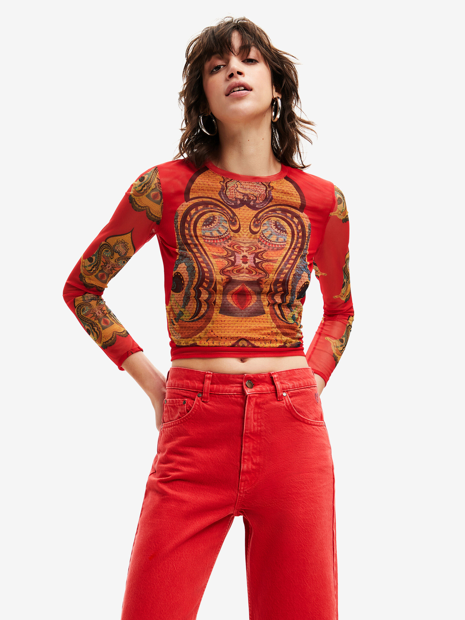 Desigual Groove Tricou Roșu - Pled.ro