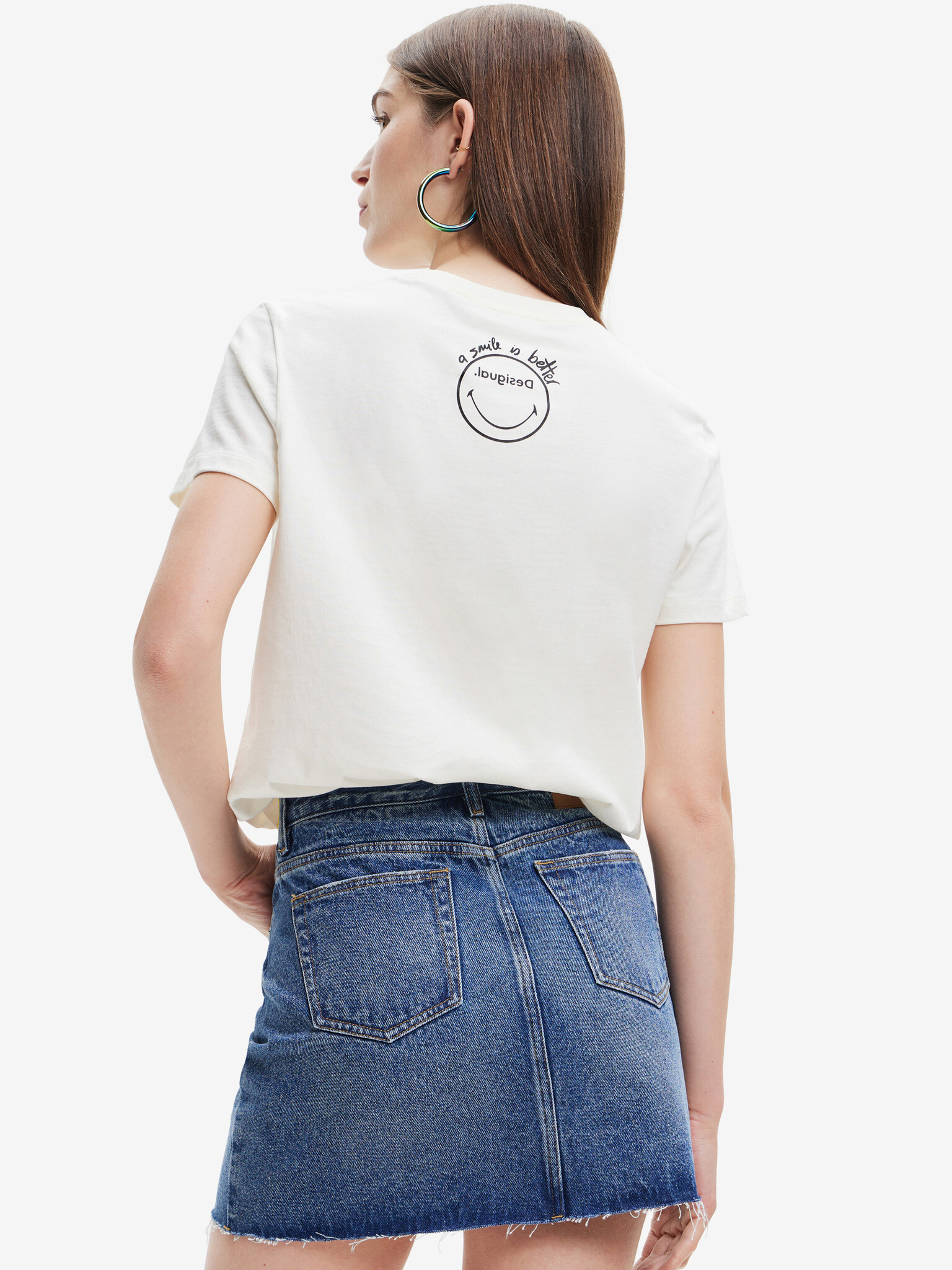 Desigual Margarita Smiley Tricou Alb - Pled.ro