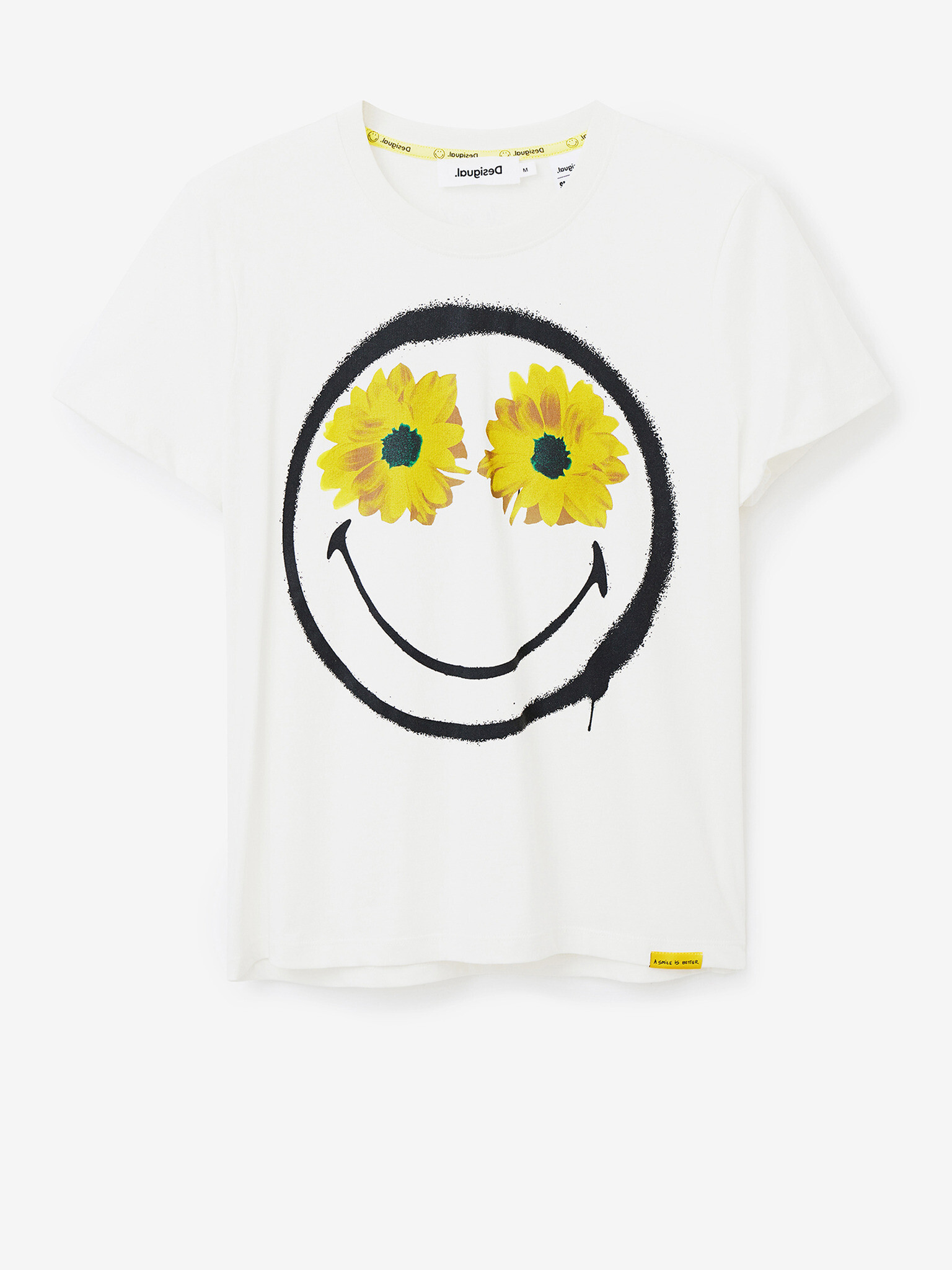 Desigual Margarita Smiley Tricou Alb - Pled.ro