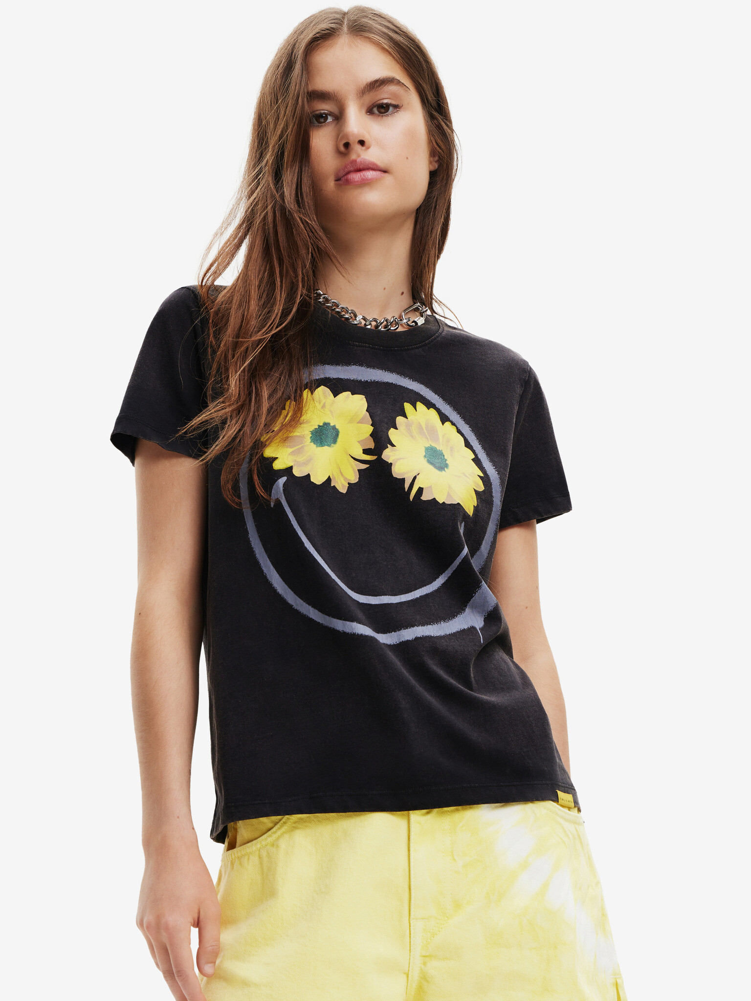 Desigual Margarita Smiley Tricou Negru - Pled.ro