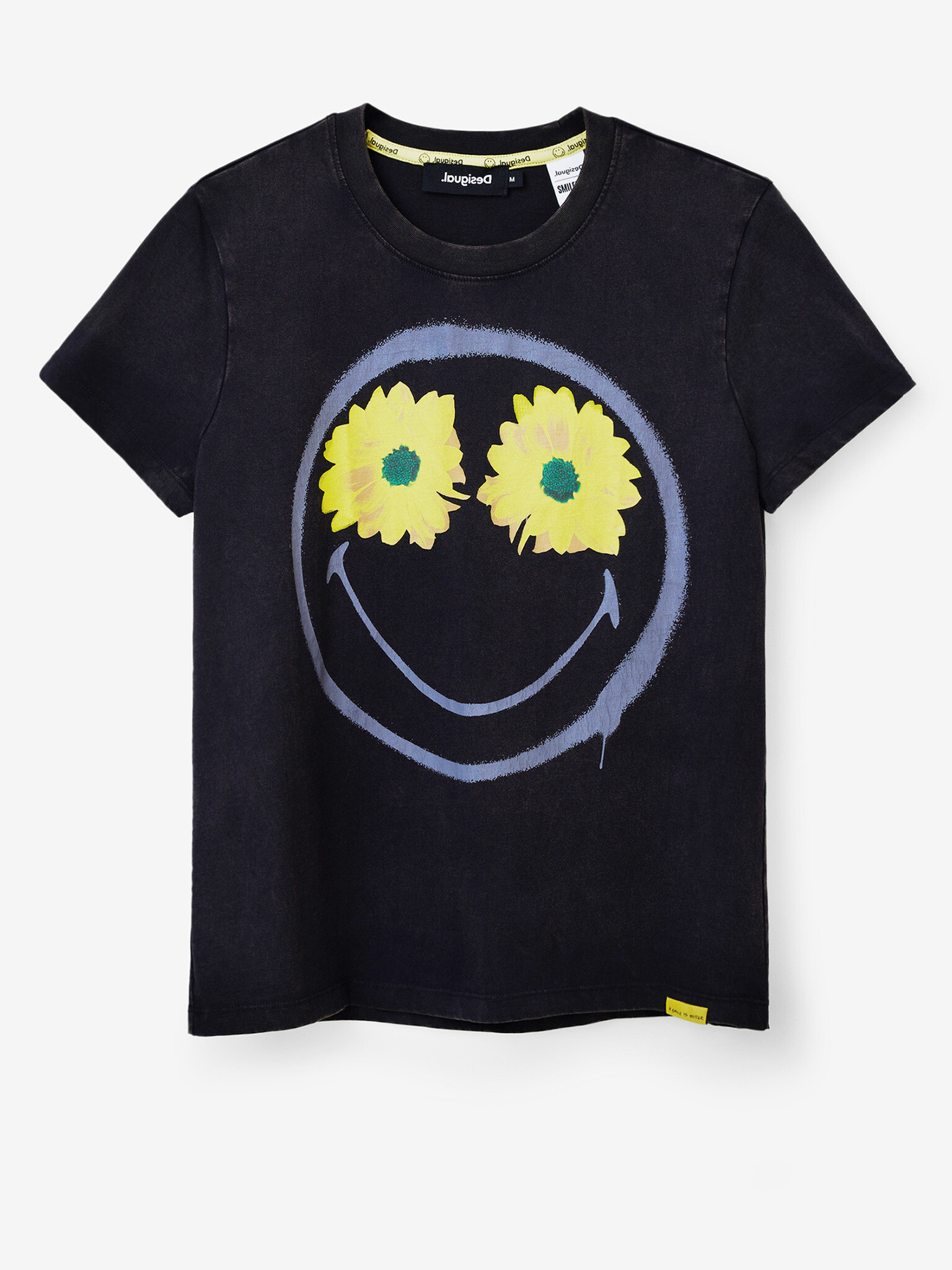 Desigual Margarita Smiley Tricou Negru - Pled.ro