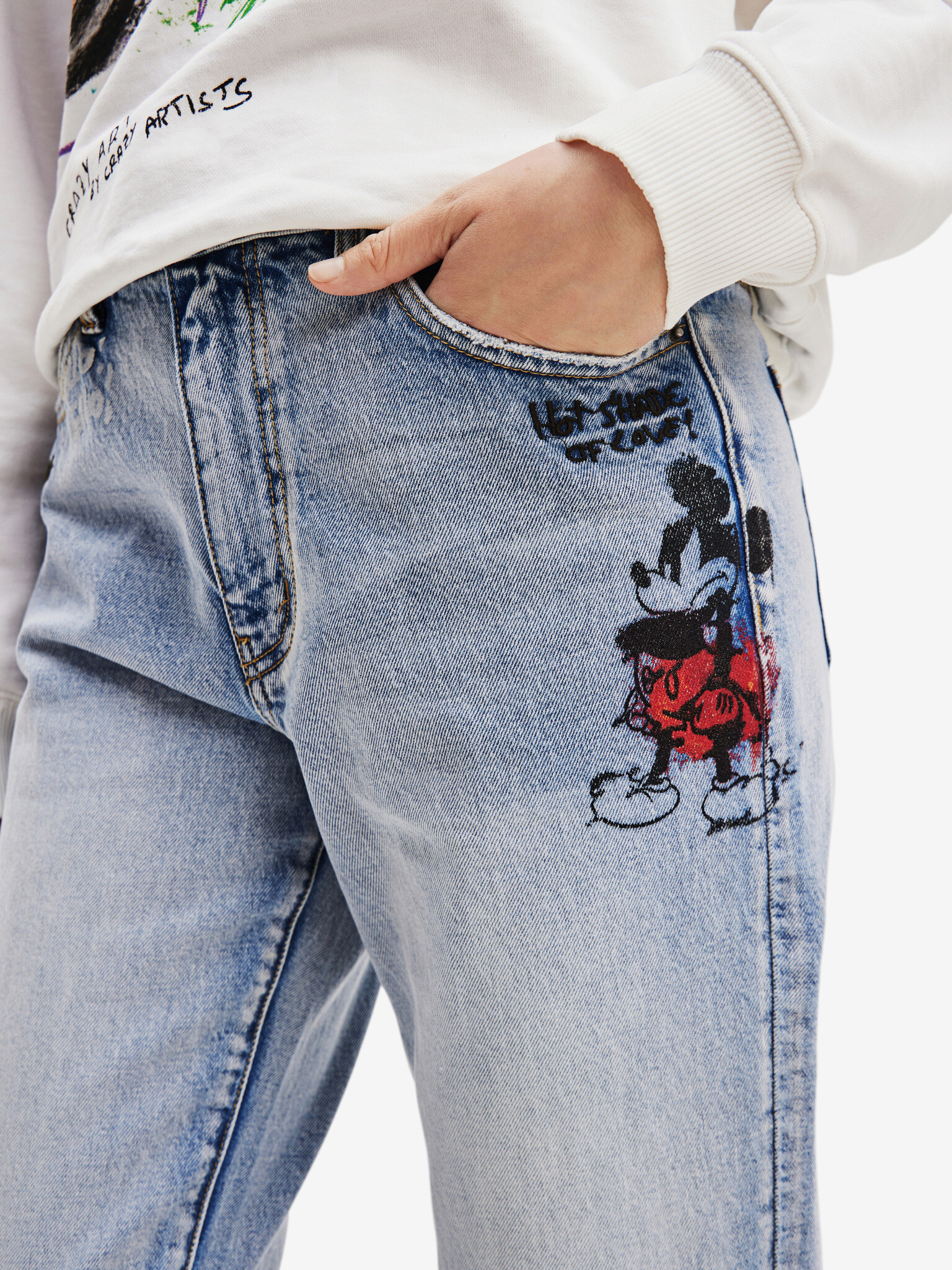 Desigual Mickey Rock Jeans Albastru - Pled.ro