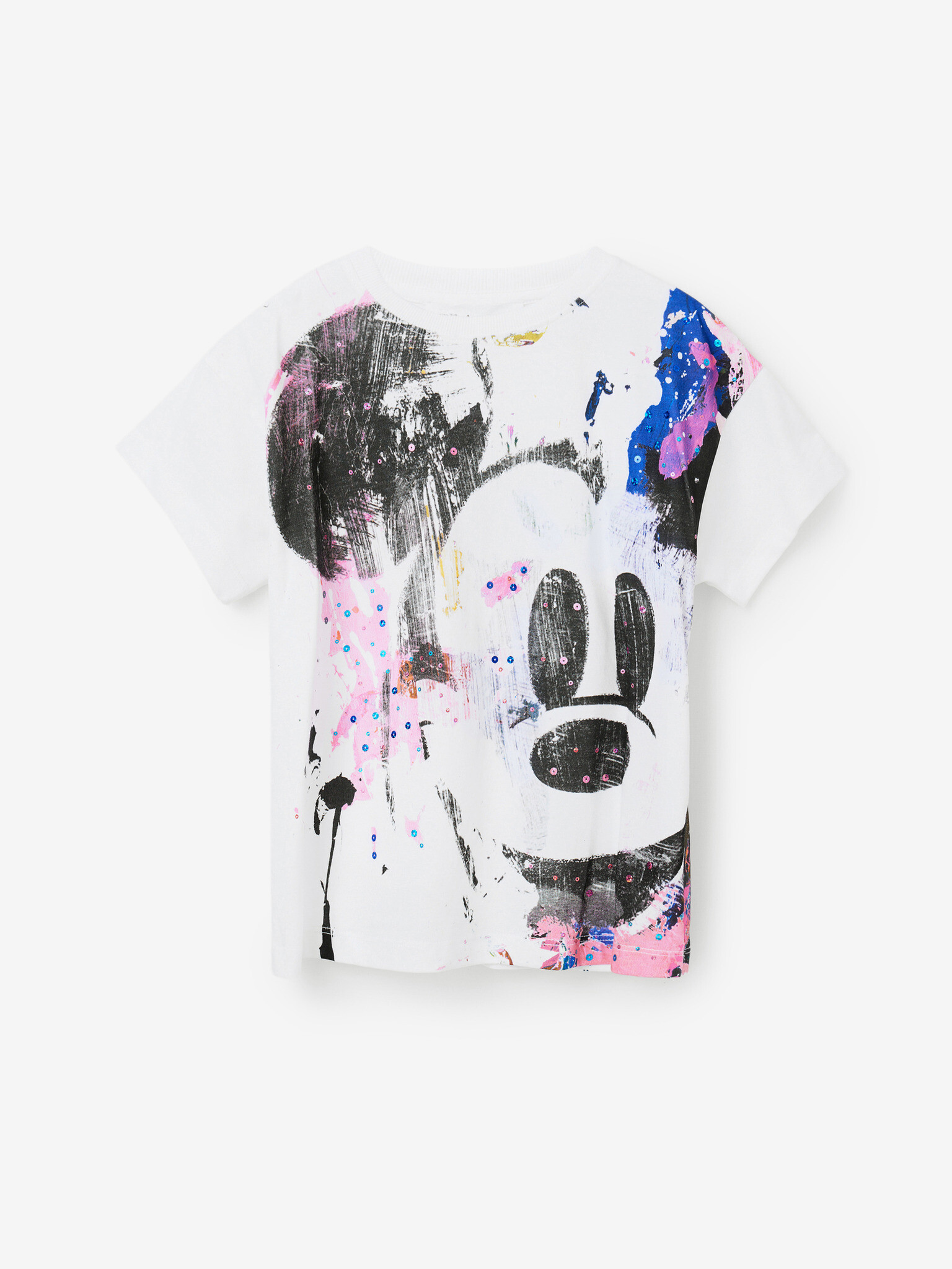 Desigual Mickey Splash Tricou pentru copii Alb - Pled.ro