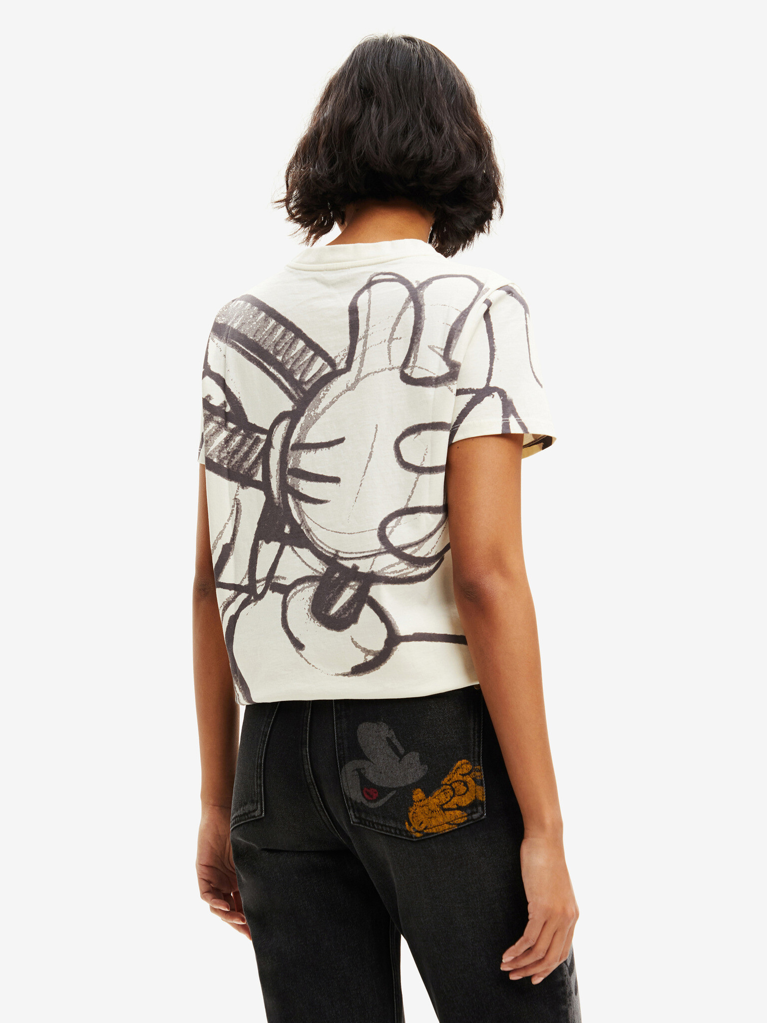 Desigual Mickey Trazos Tricou Alb - Pled.ro