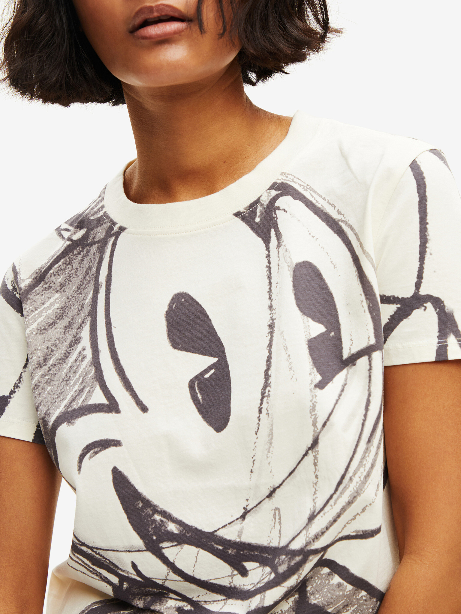 Desigual Mickey Trazos Tricou Alb - Pled.ro