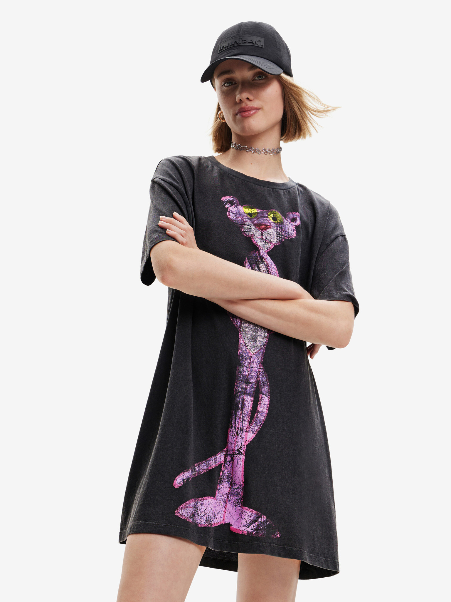 Desigual Pink Panther Pose Rochie Gri - Pled.ro