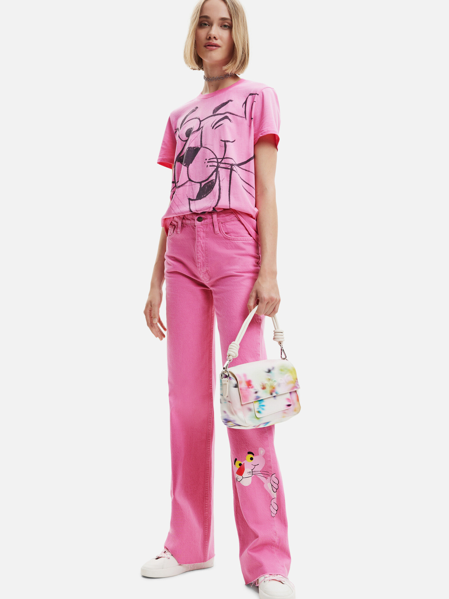 Desigual Pink Panther Smile Tricou Roz - Pled.ro