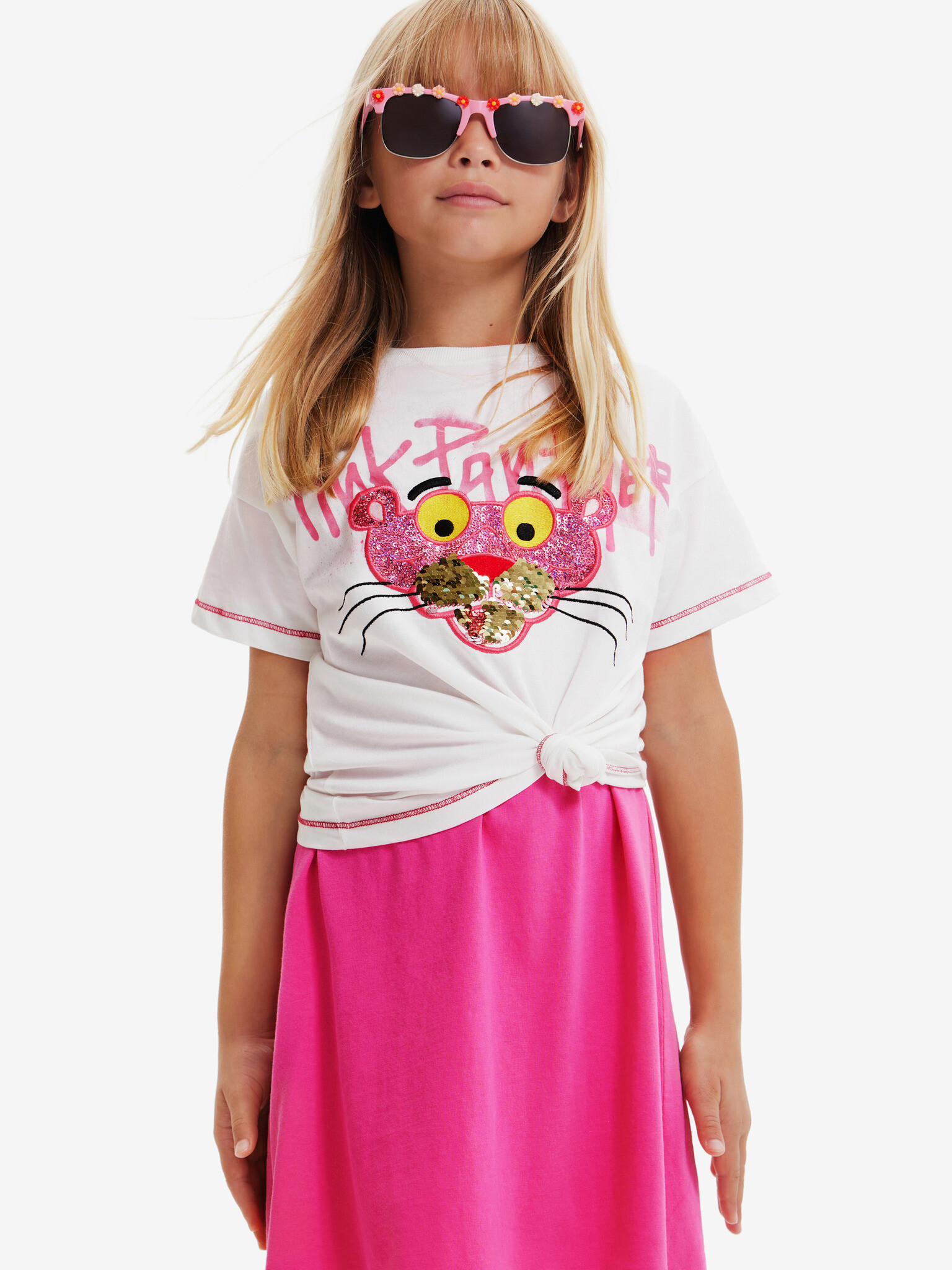 Desigual Pink Panther Tricou pentru copii Alb - Pled.ro