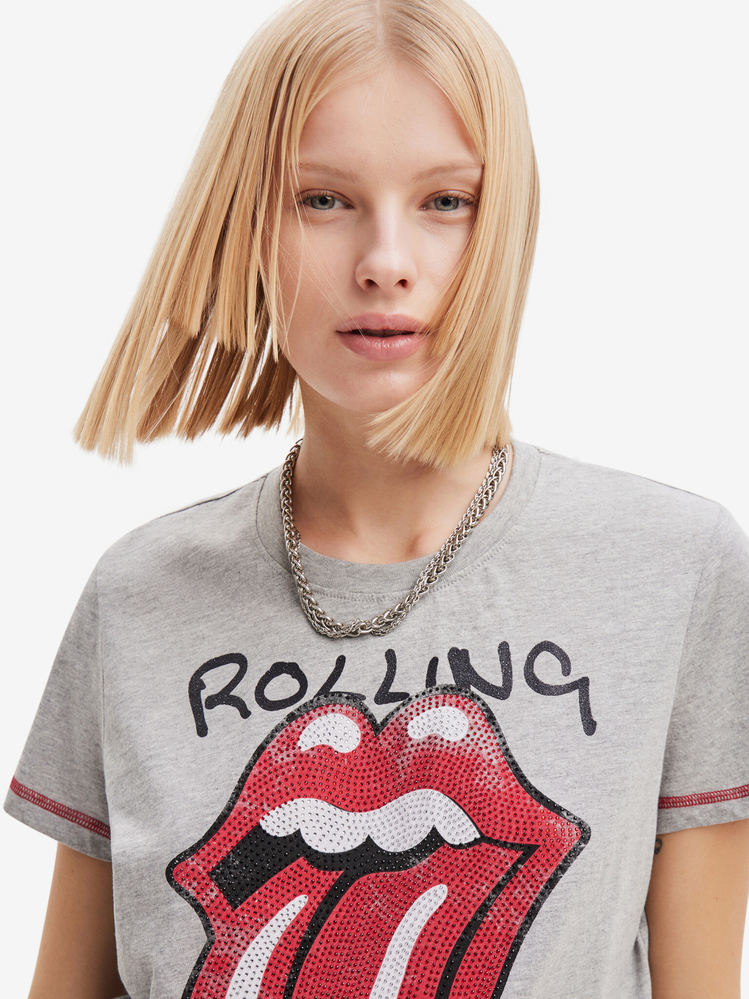 Desigual Rolling Tricou Gri - Pled.ro