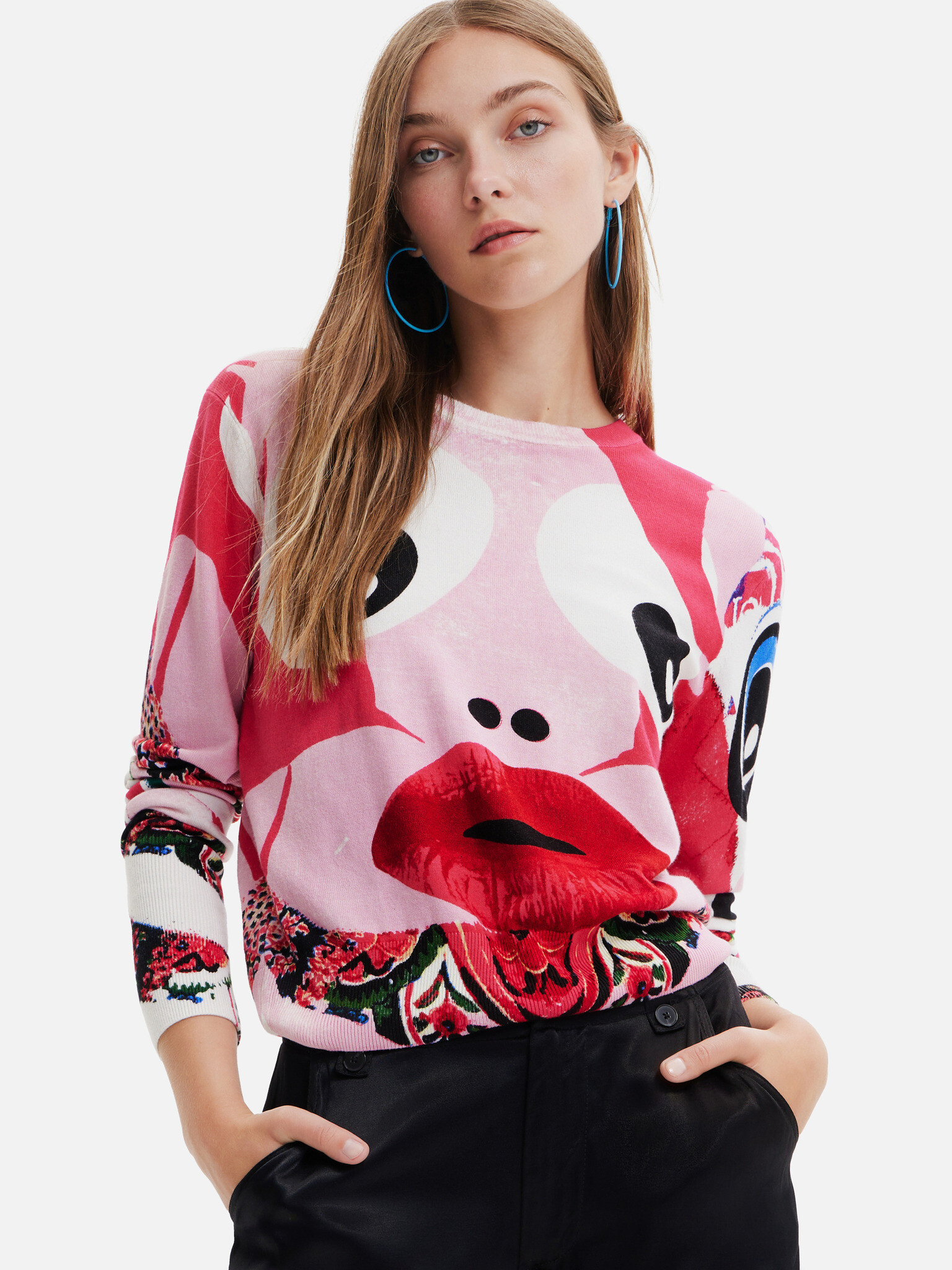 Desigual Sweet-Lacroix Pulover Roz - Pled.ro