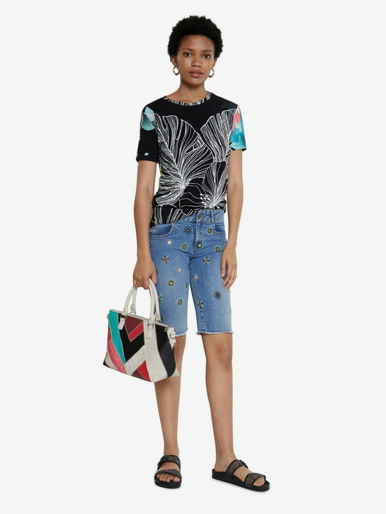 Desigual TS Leaves Tricou Negru - Pled.ro