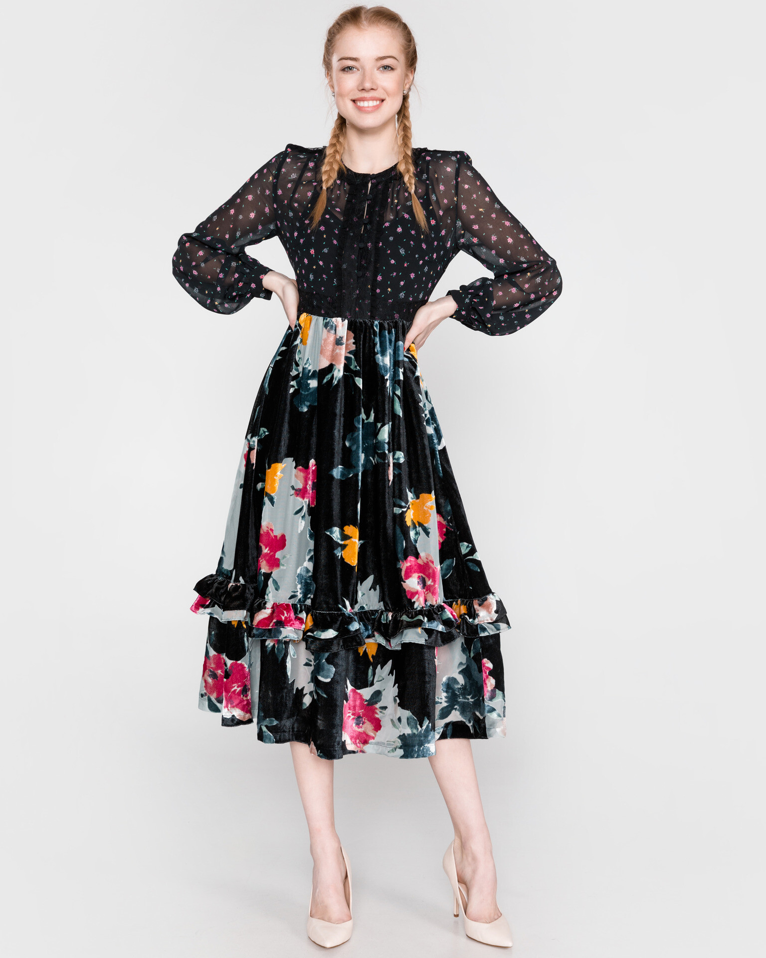 French Connection Rochie Negru Multicolor - Pled.ro