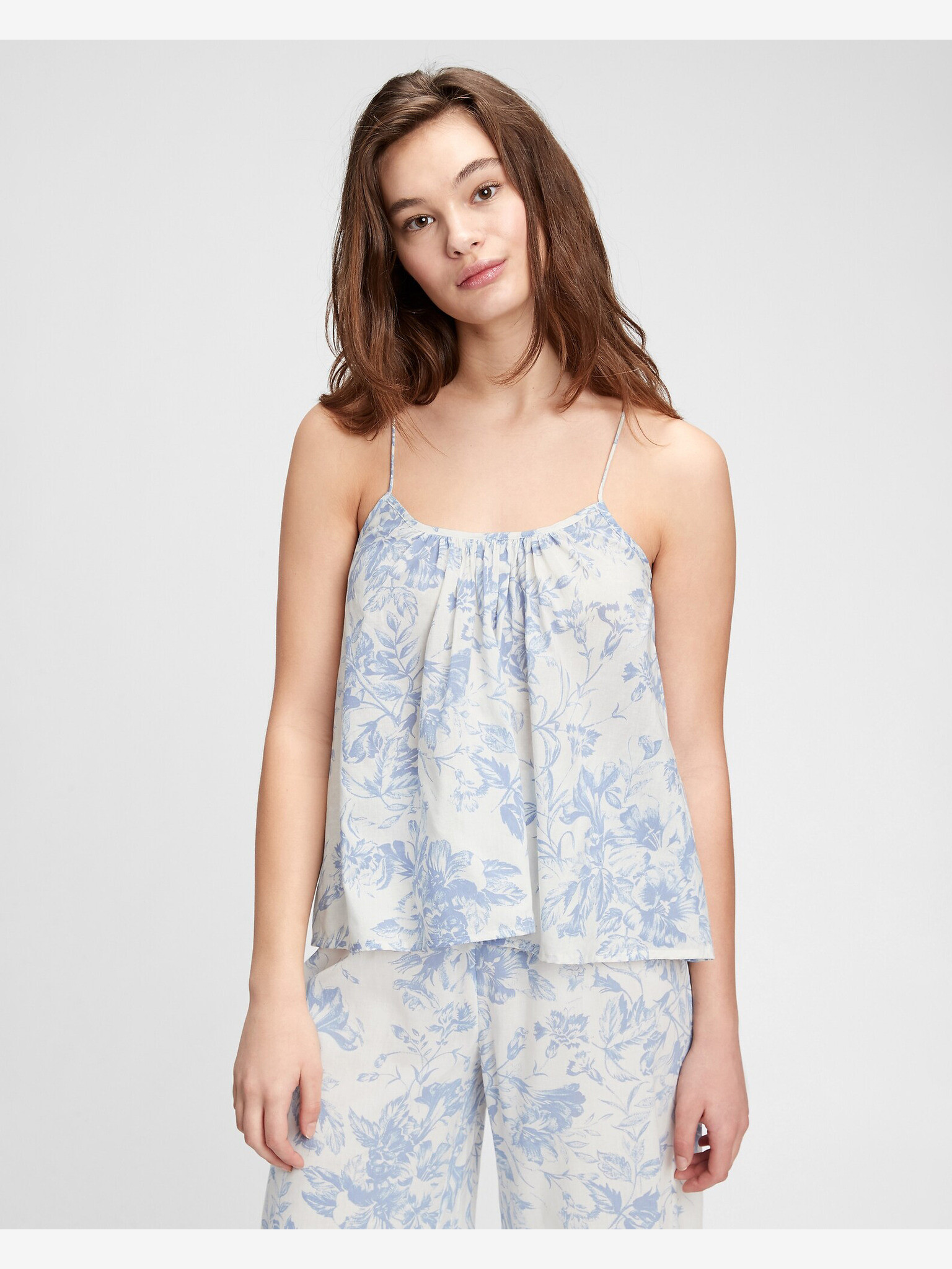 GAP Dreamwell Shirred Racerback Top pentru dormit Alb - Pled.ro