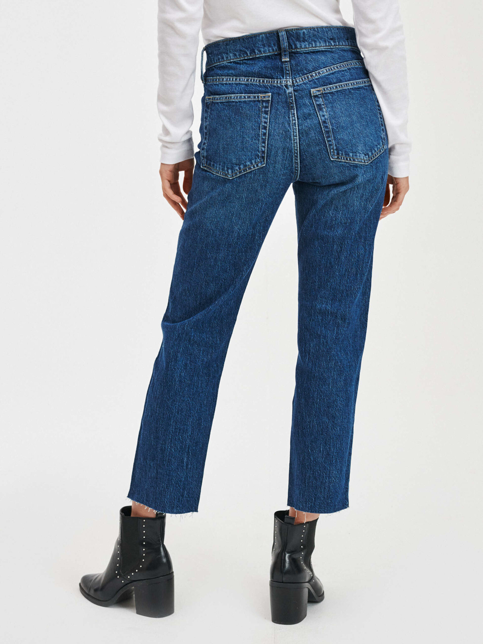 GAP Straight High Rise Jeans Albastru - Pled.ro