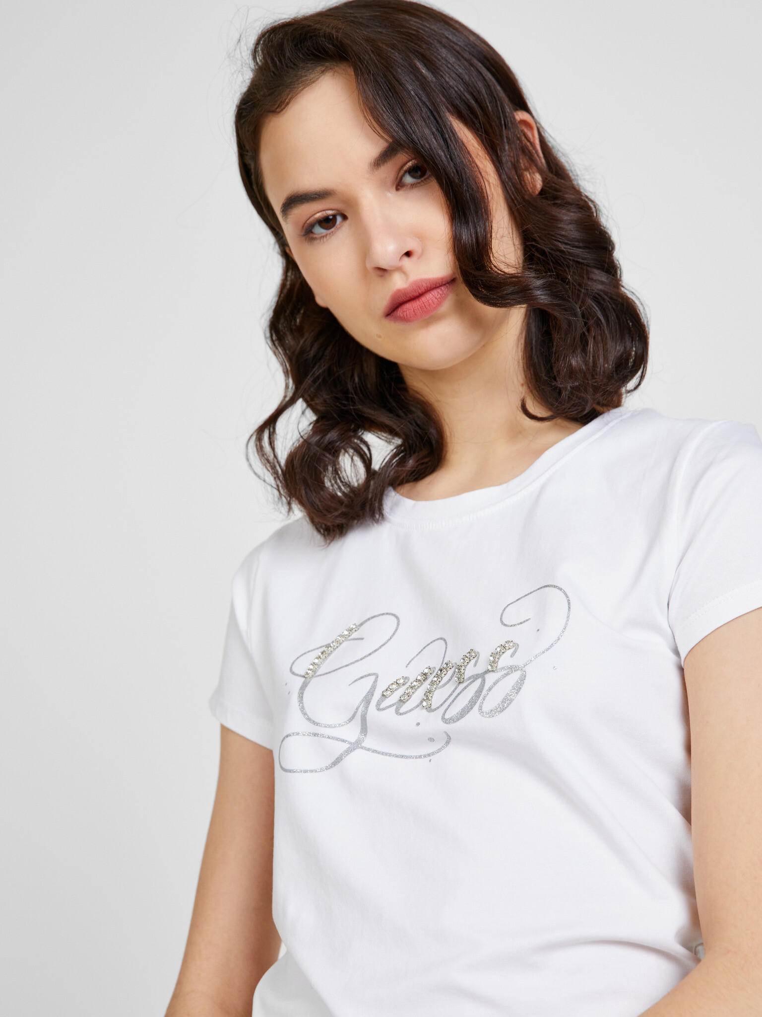 Guess Glitzy Tricou Alb - Pled.ro