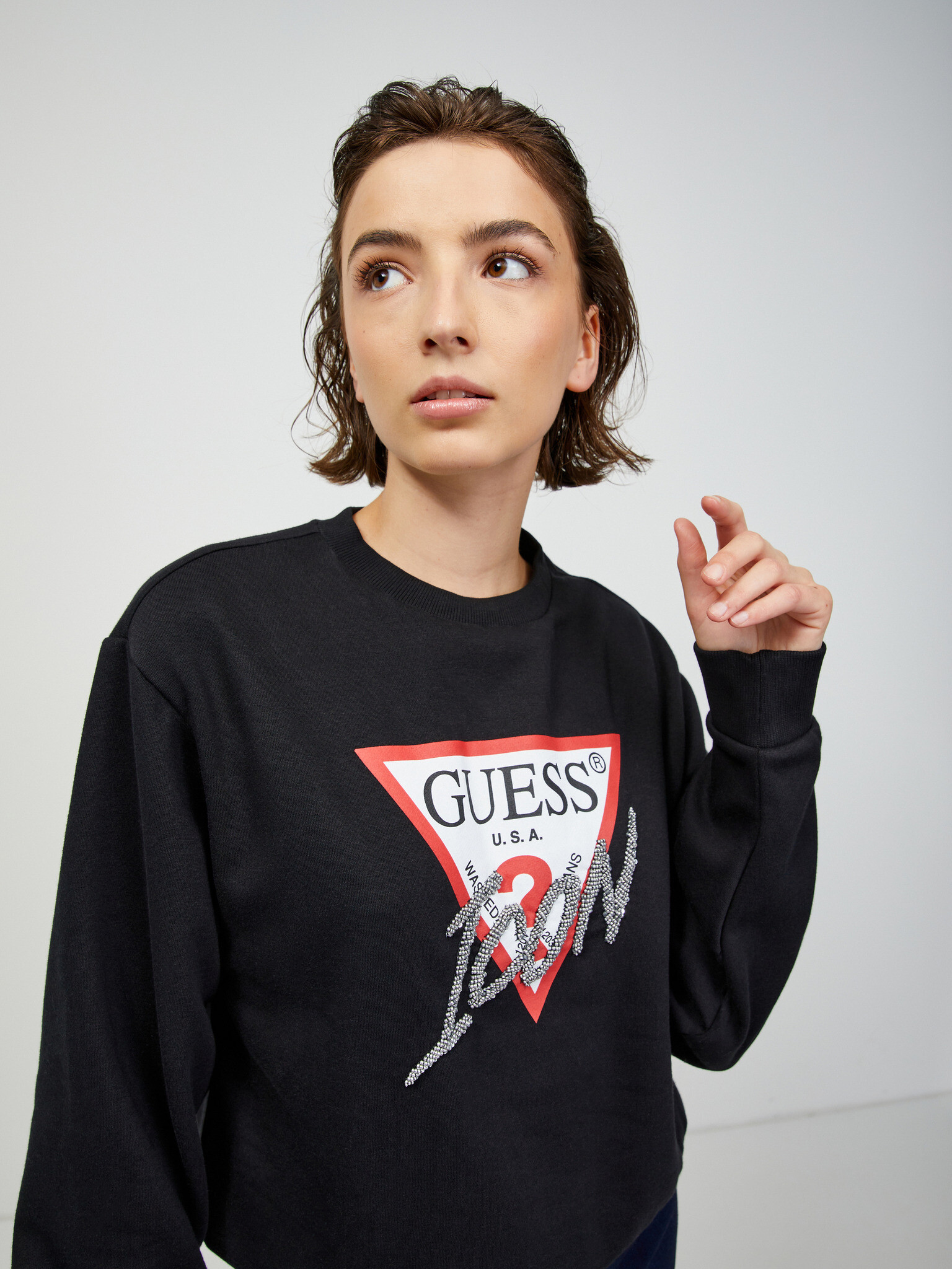 Guess Hanorac Negru - Pled.ro