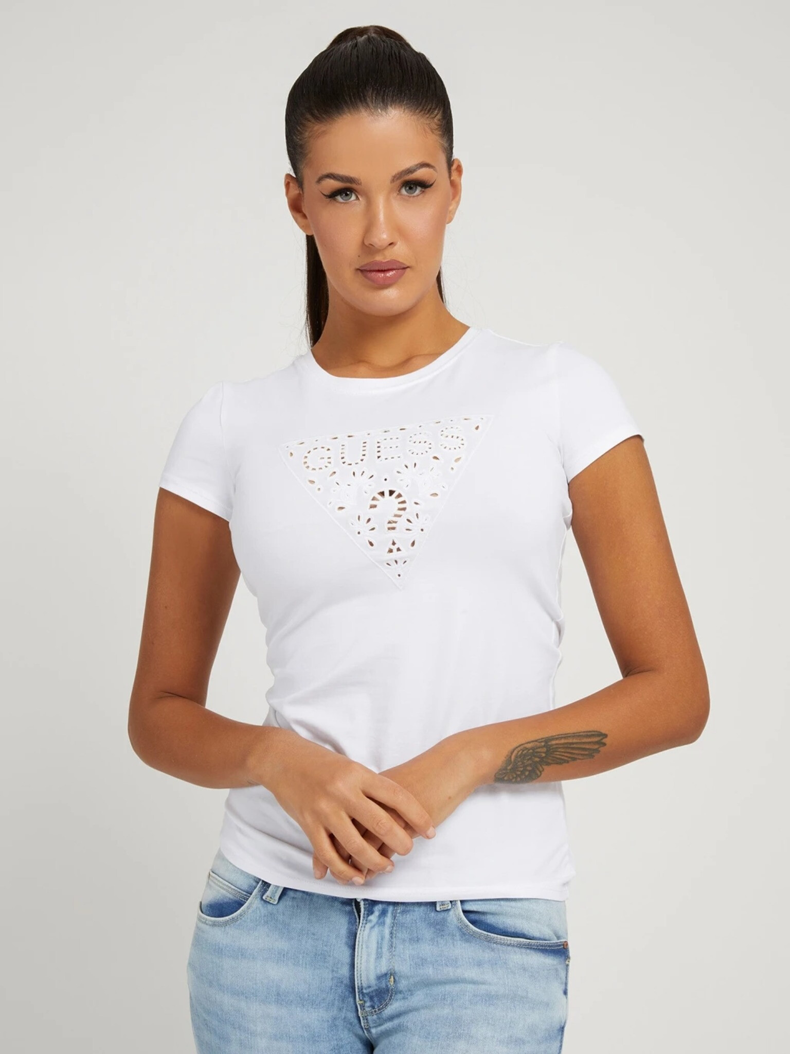 Guess Tricou Alb - Pled.ro