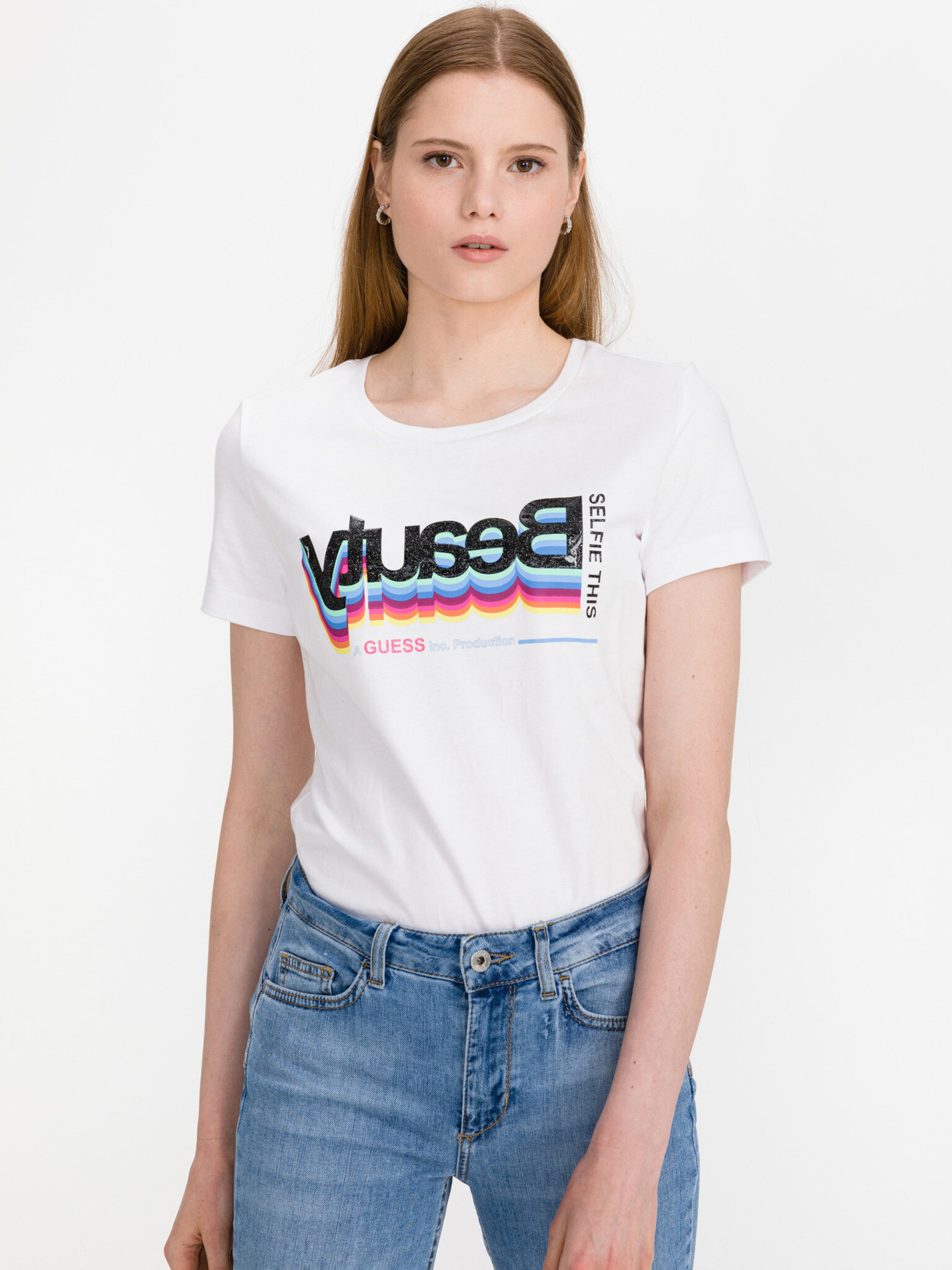 Guess Tricou Alb - Pled.ro