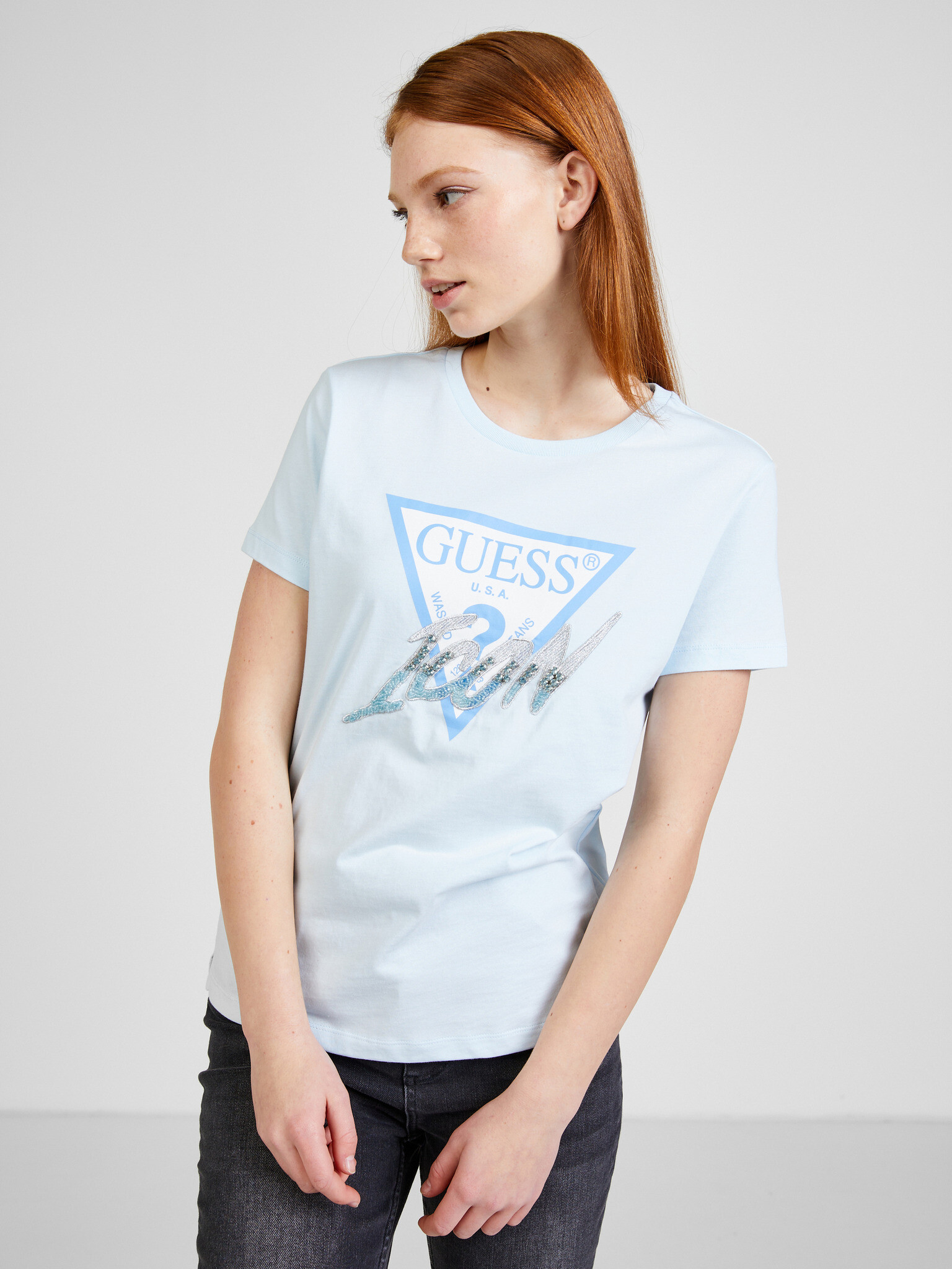 Guess Tricou Albastru - Pled.ro