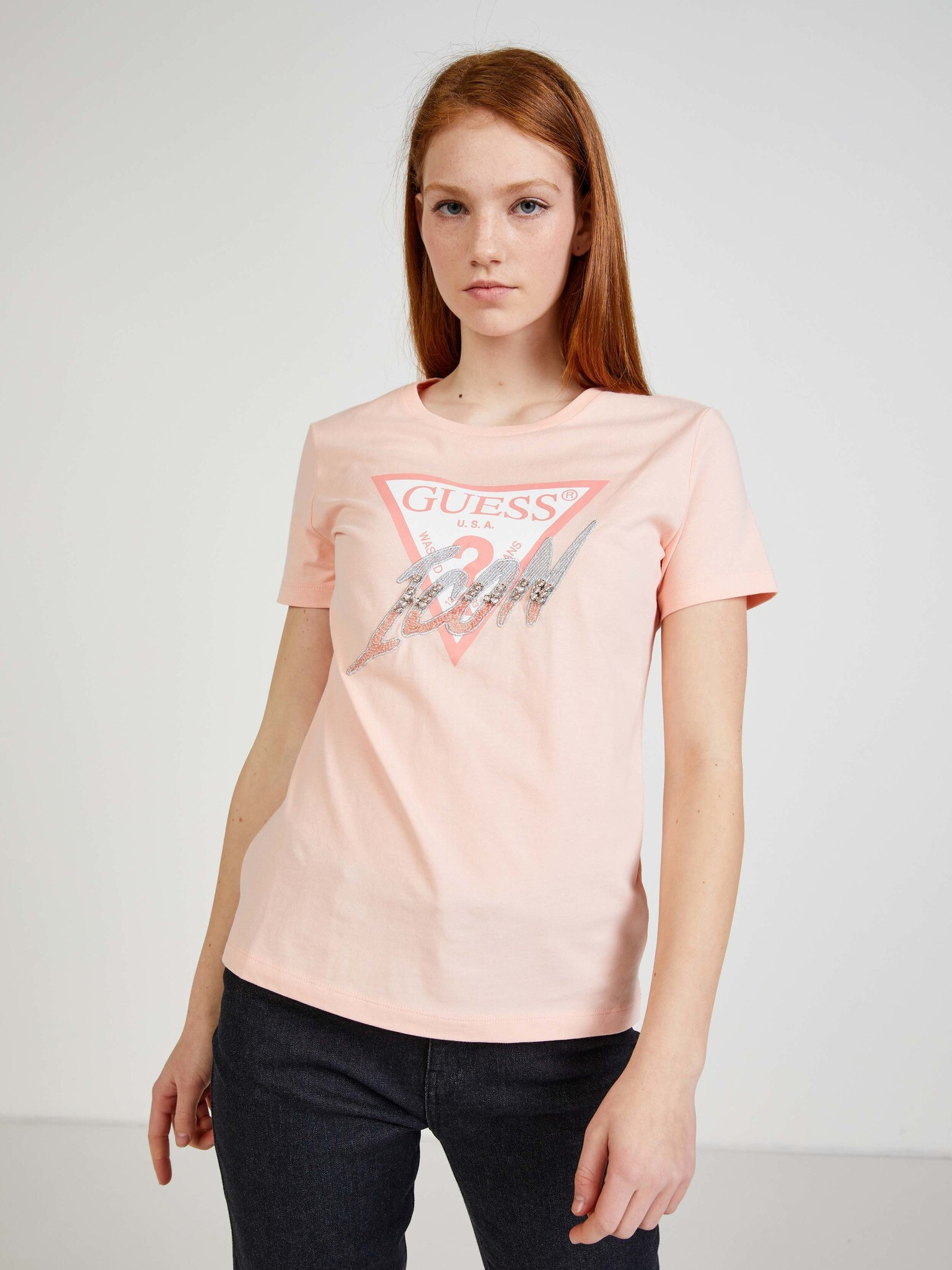 Guess Tricou Portocaliu - Pled.ro