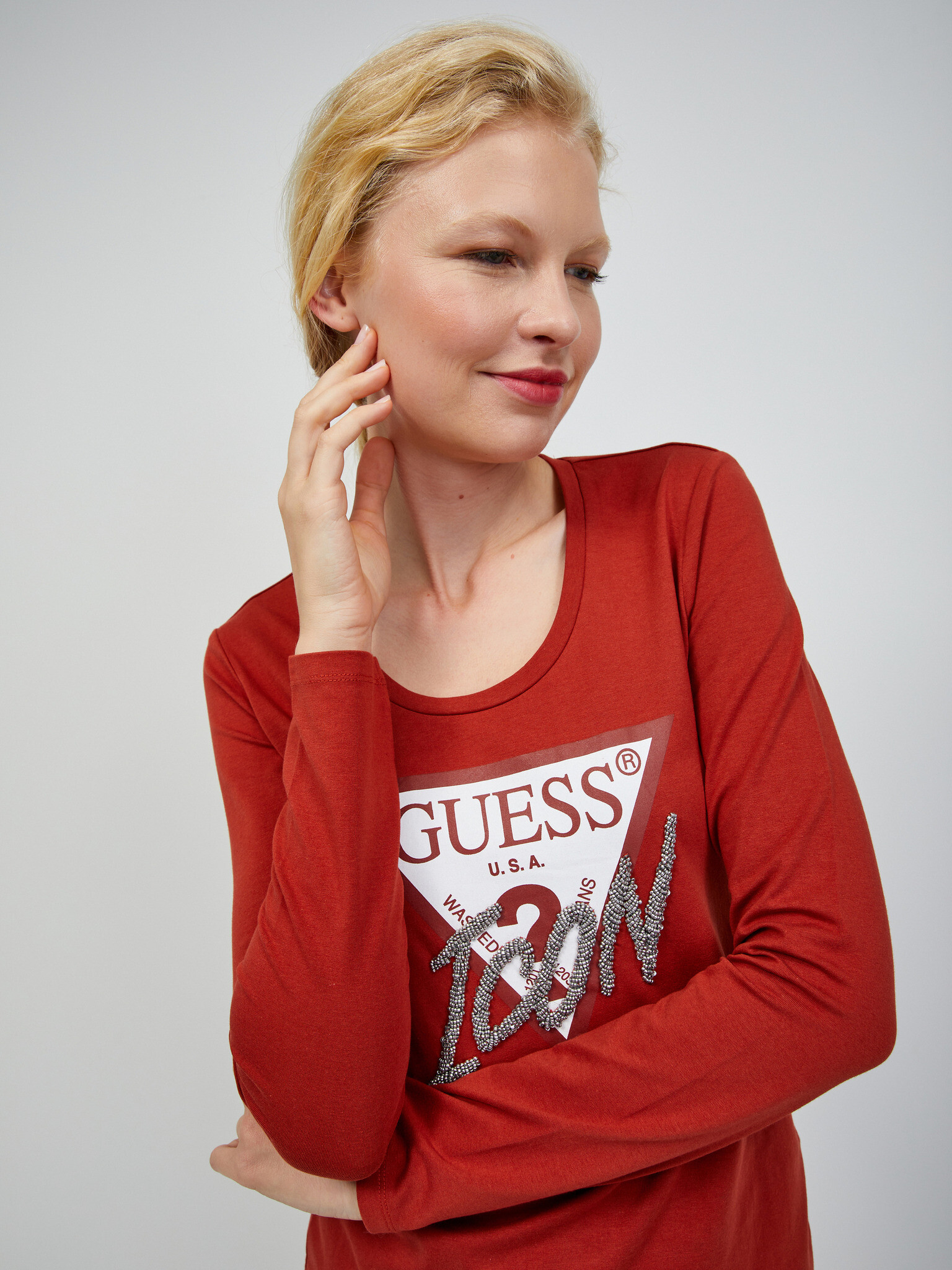 Guess Tricou Roșu - Pled.ro