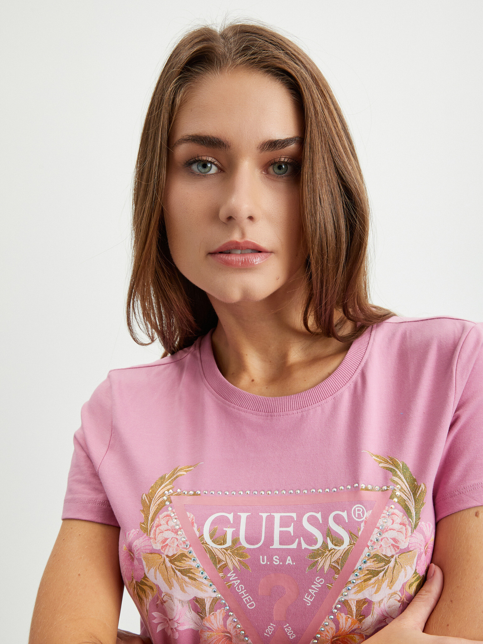 Guess Tricou Roz - Pled.ro