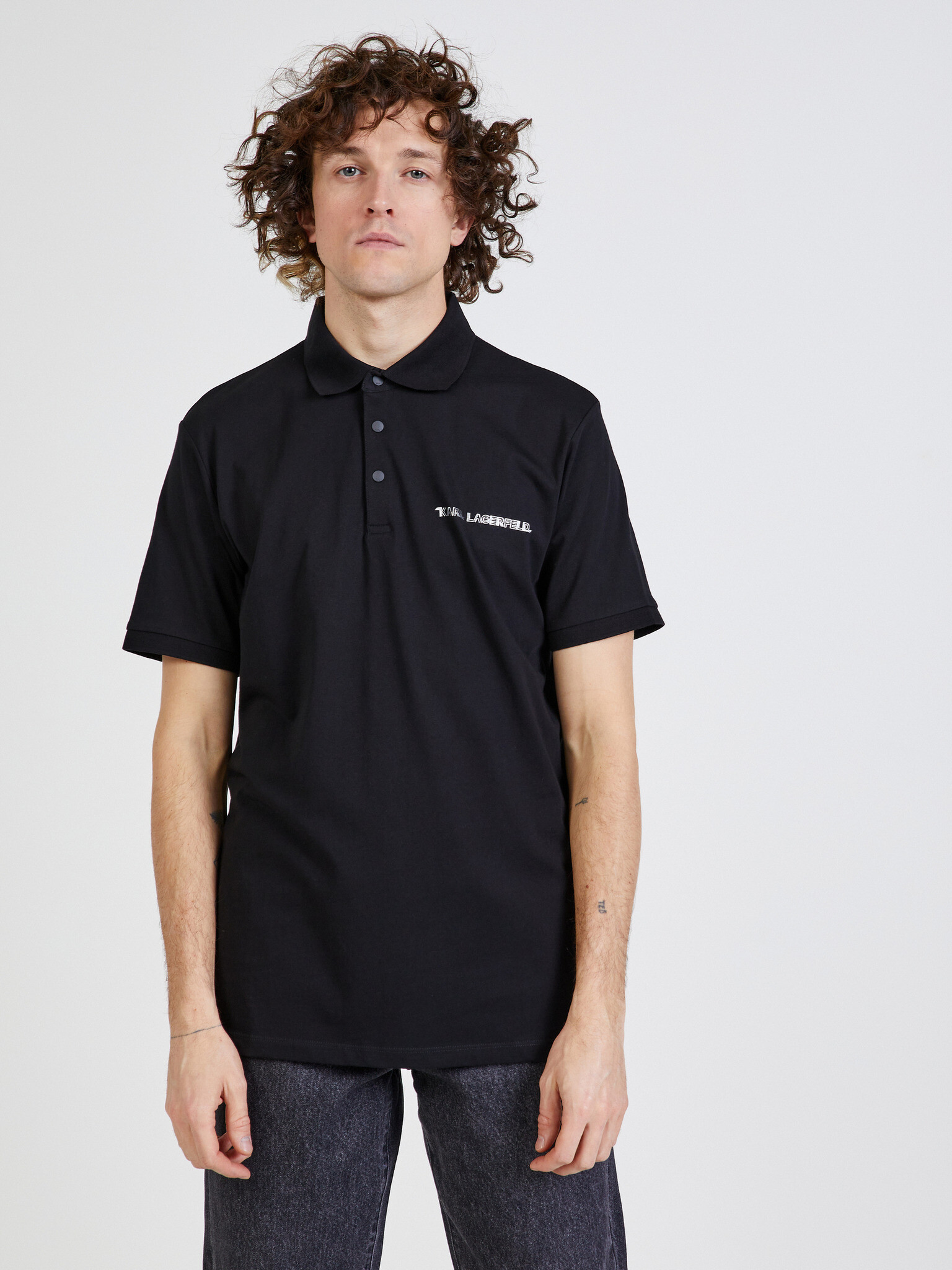 Karl Lagerfeld Polo Tricou Negru - Pled.ro