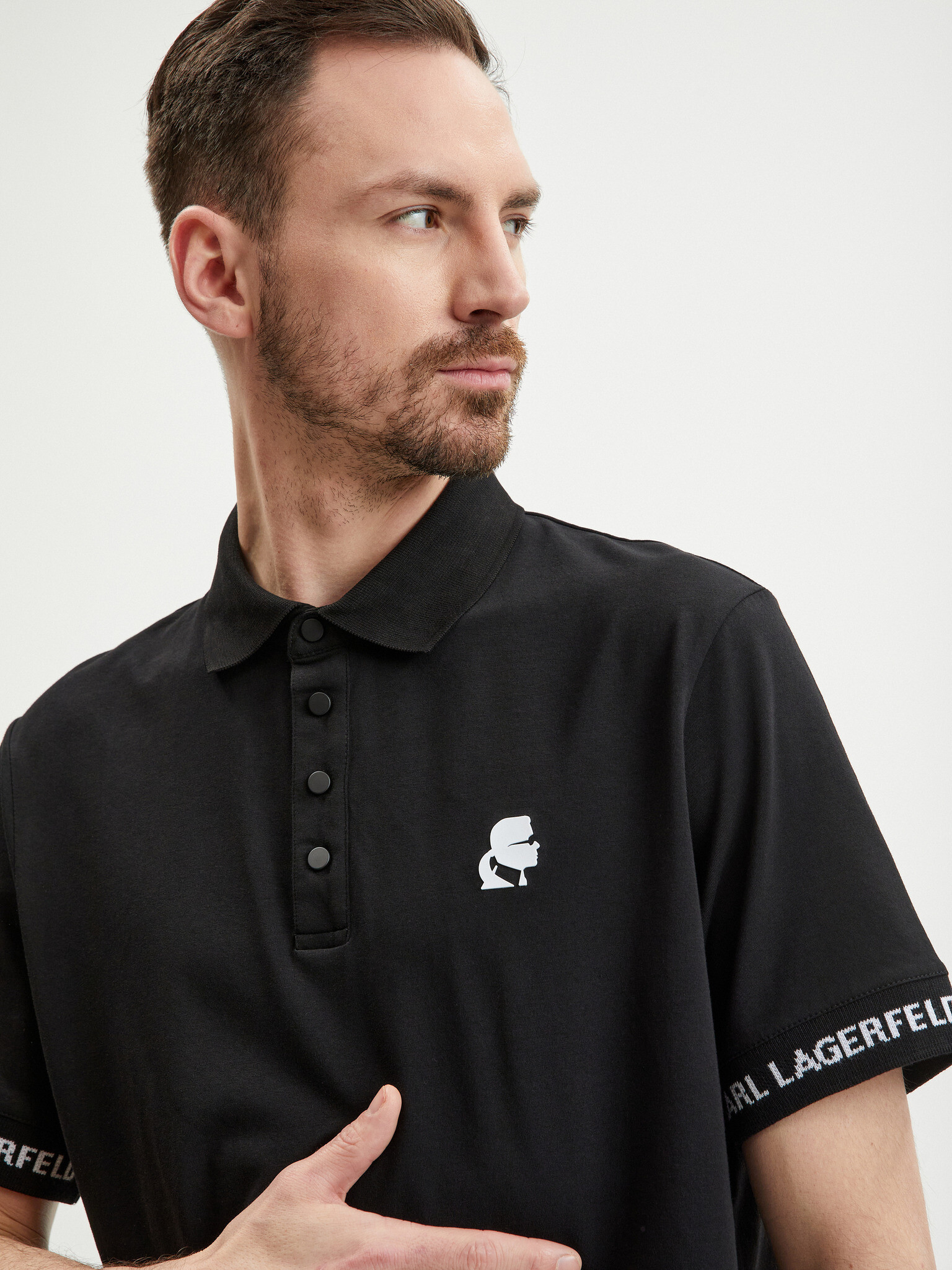 Karl Lagerfeld Polo Tricou Negru - Pled.ro