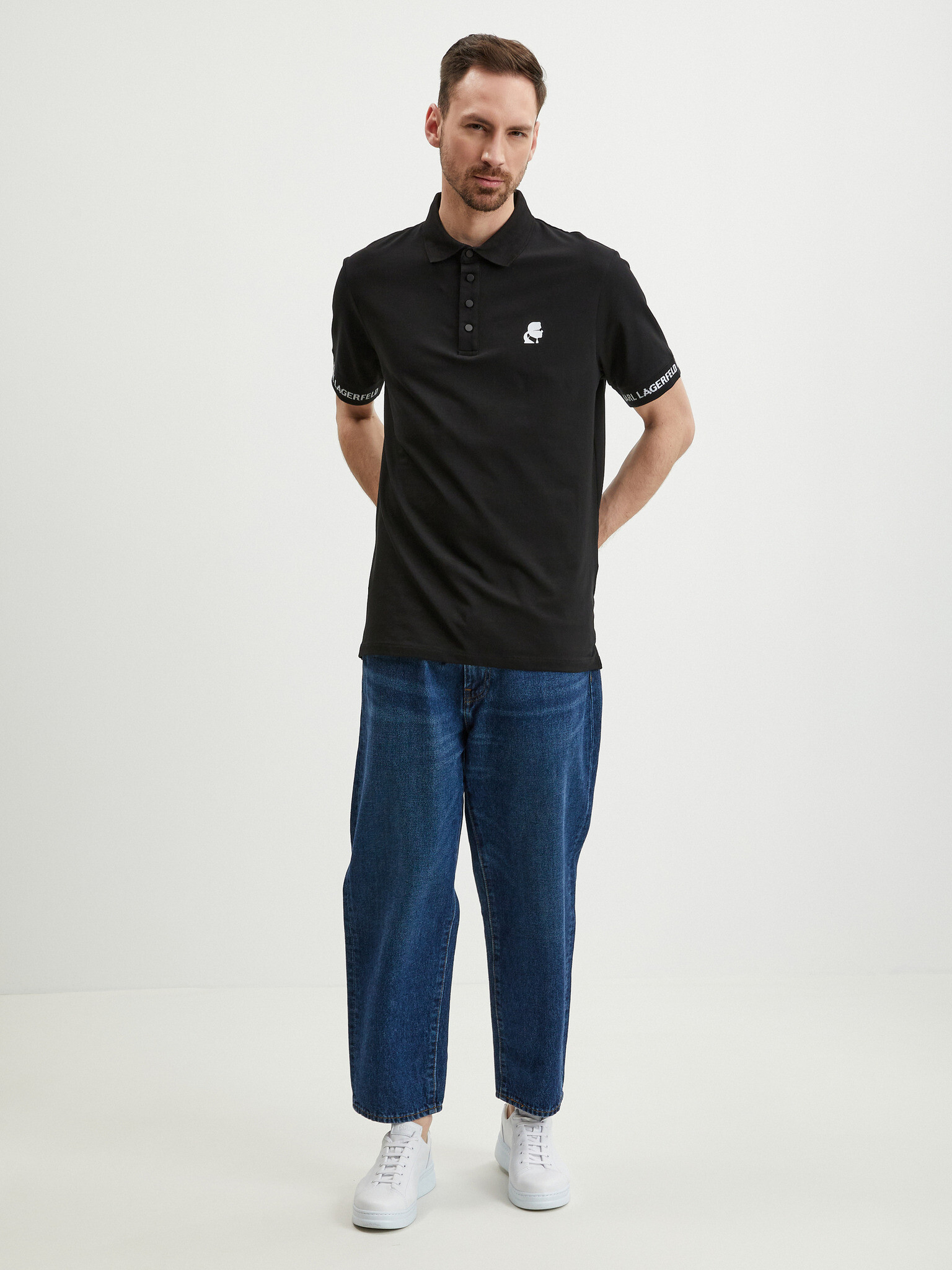 Karl Lagerfeld Polo Tricou Negru - Pled.ro