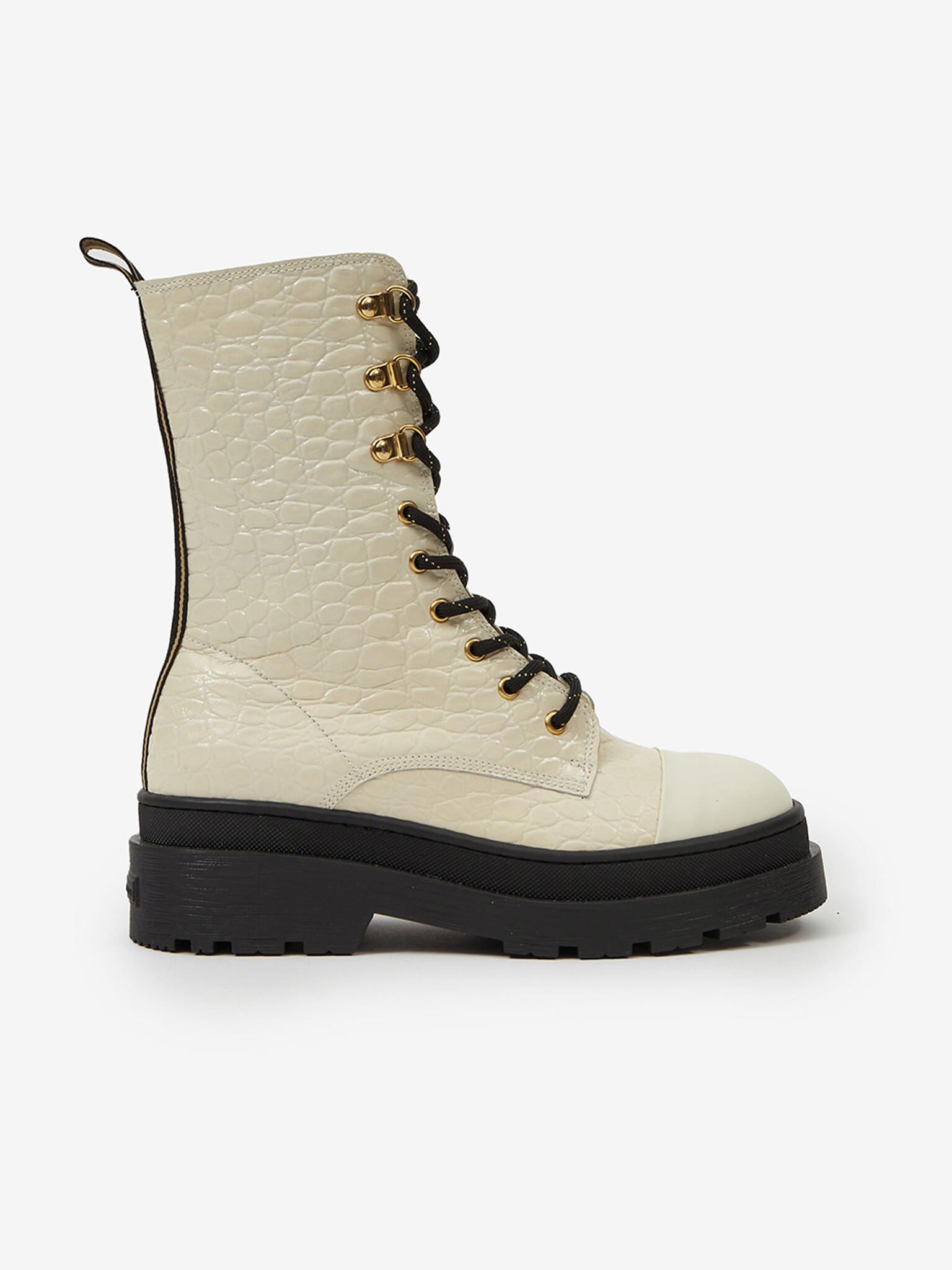 Scotch & Soda Aubri Mid Boot Off White Croco Ghete pe gleznă Alb - Pled.ro