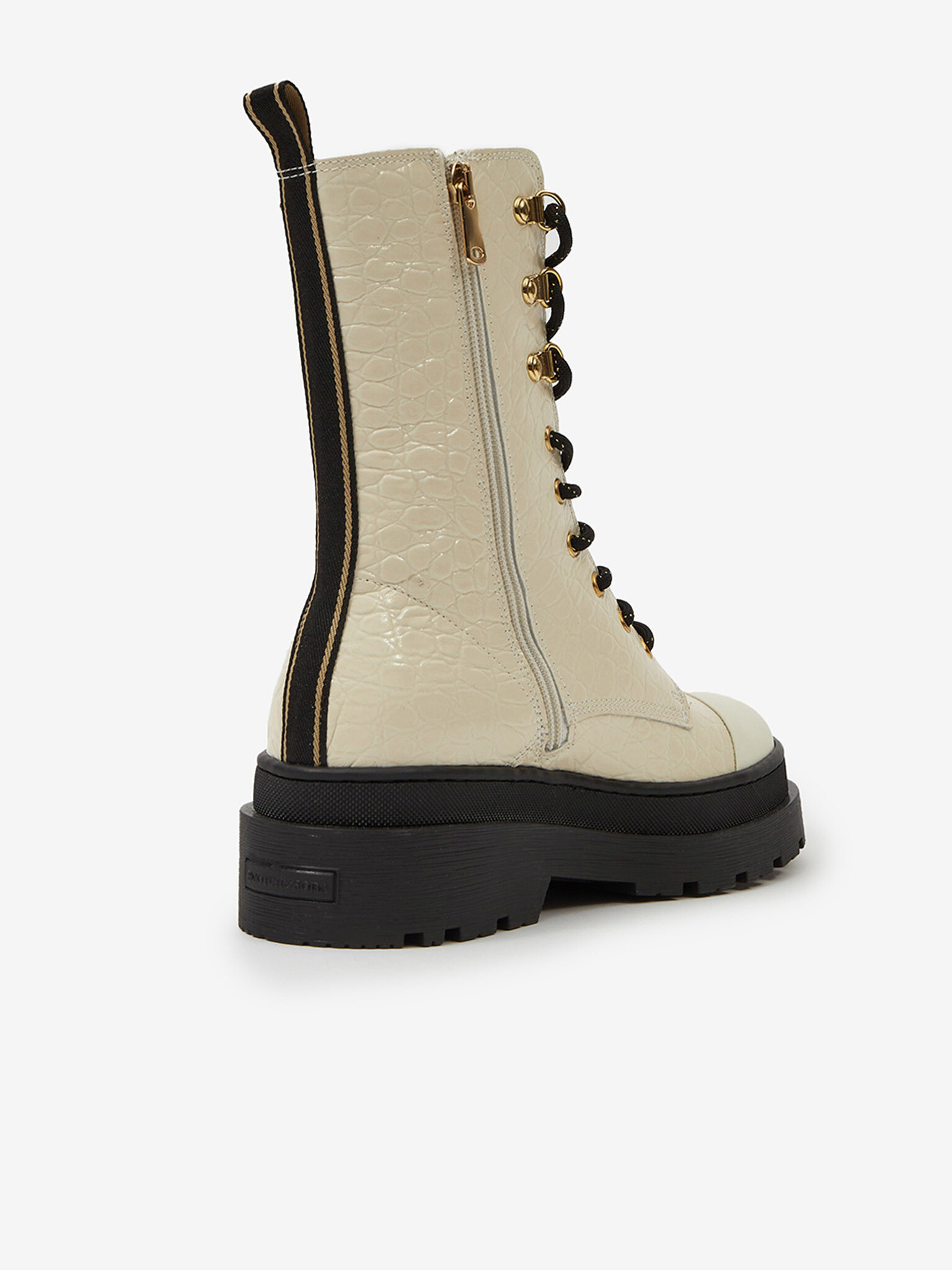 Scotch & Soda Aubri Mid Boot Off White Croco Ghete pe gleznă Alb - Pled.ro