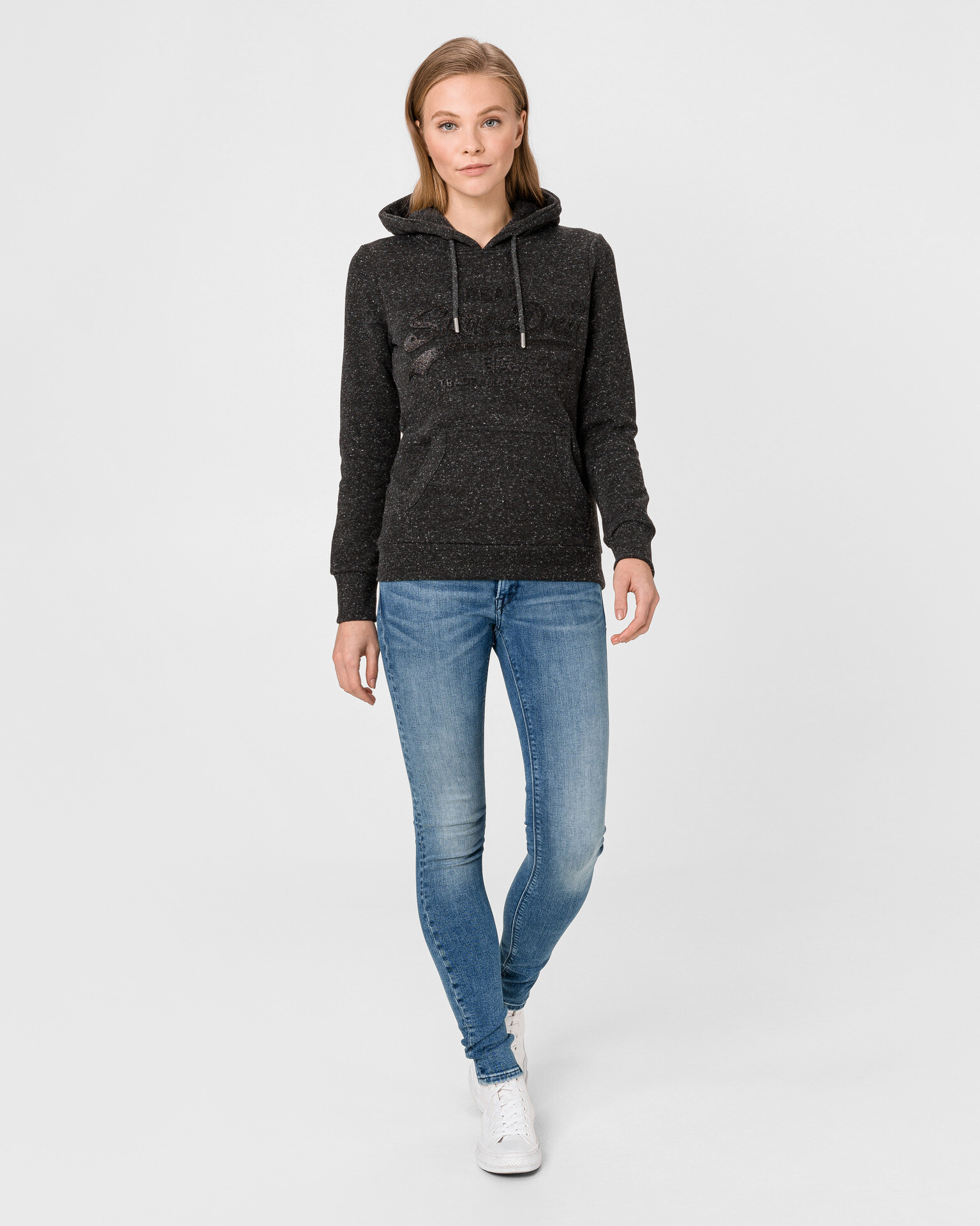 SuperDry Tonal Embossed Hanorac Negru - Pled.ro