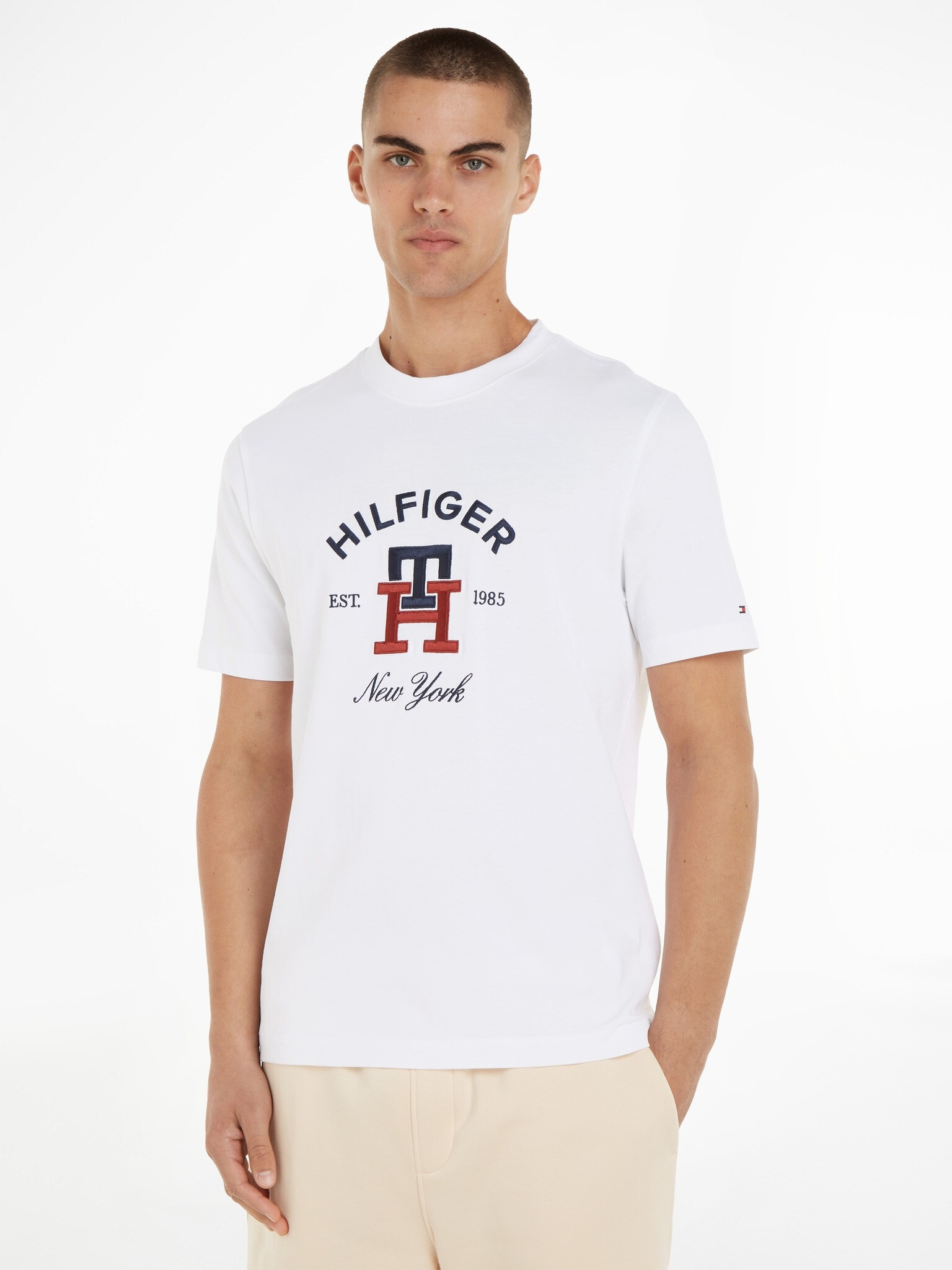 Tommy Hilfiger Curved Monogram Tricou Alb - Pled.ro