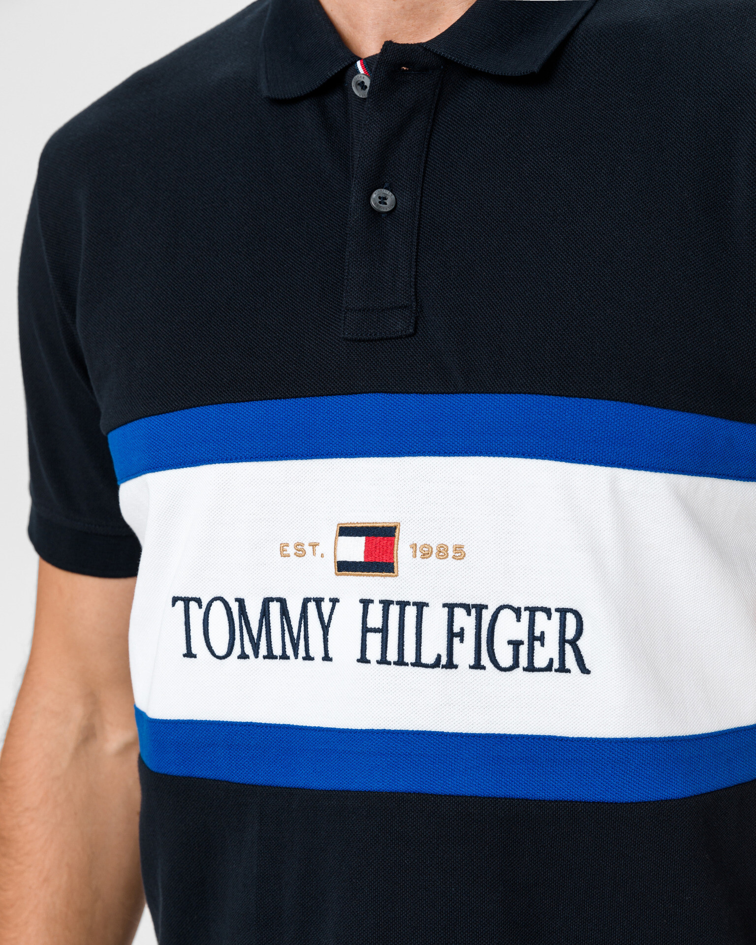 Tommy Hilfiger Logo Insert Polo tricou Albastru - Pled.ro