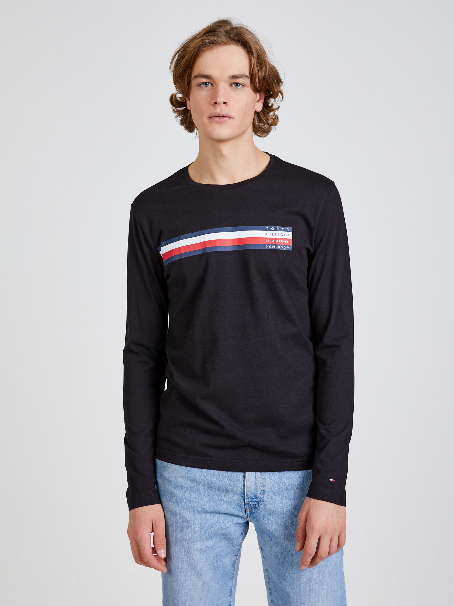 Tommy Hilfiger Sliced Bar Tricou Negru - Pled.ro