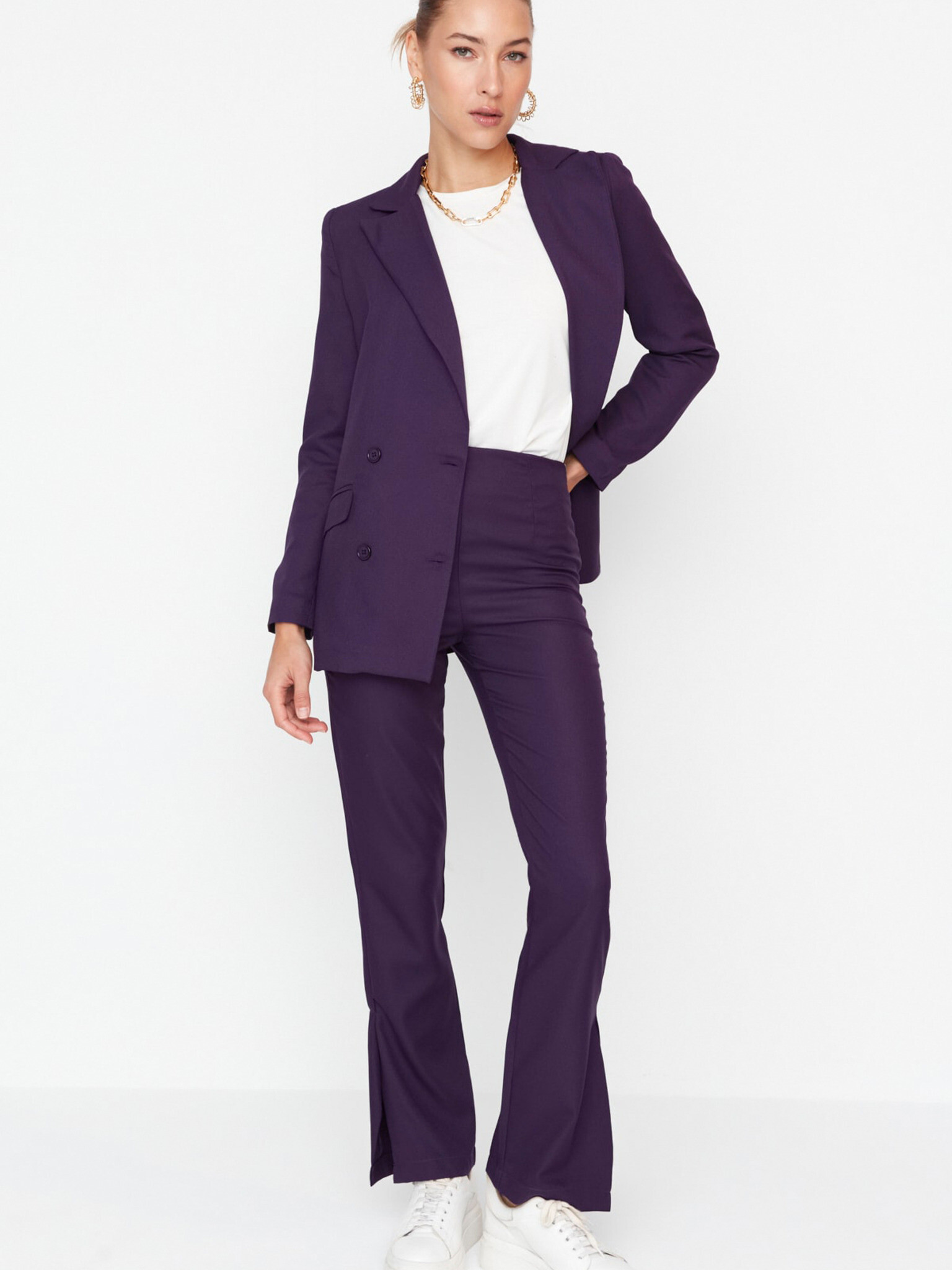 Trendyol Pantaloni Violet - Pled.ro