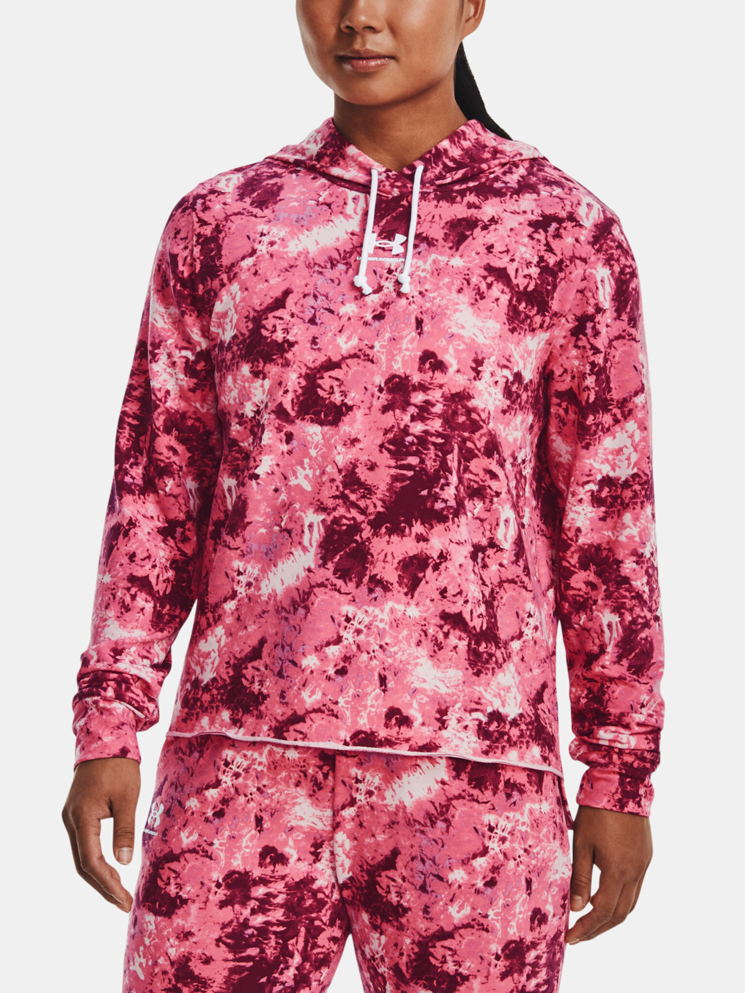 Under Armour Rival Terry Print Hoodie Hanorac Roz - Pled.ro