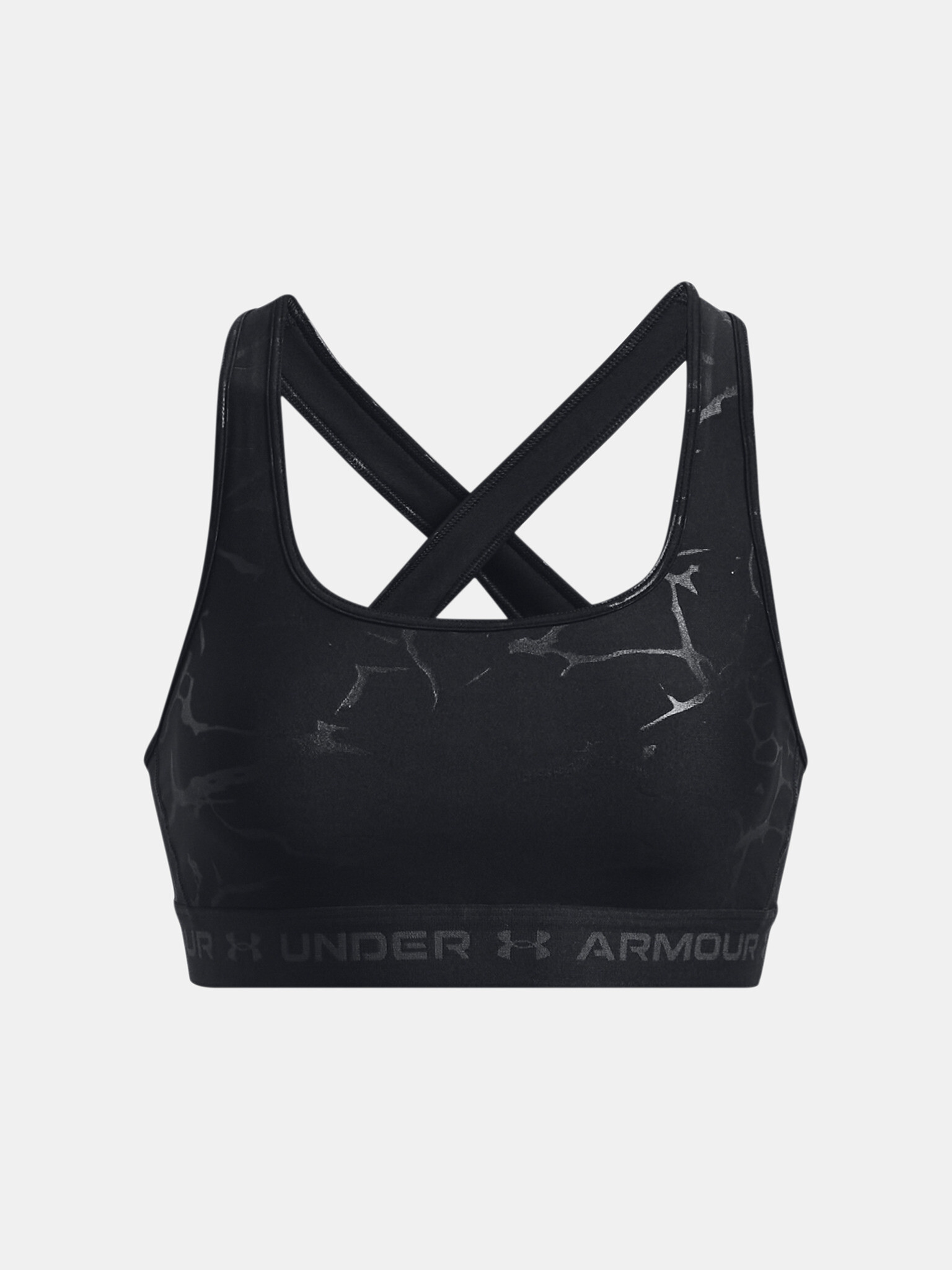 Under Armour UA Crossback Mid Emboss Sport Sutien Negru - Pled.ro