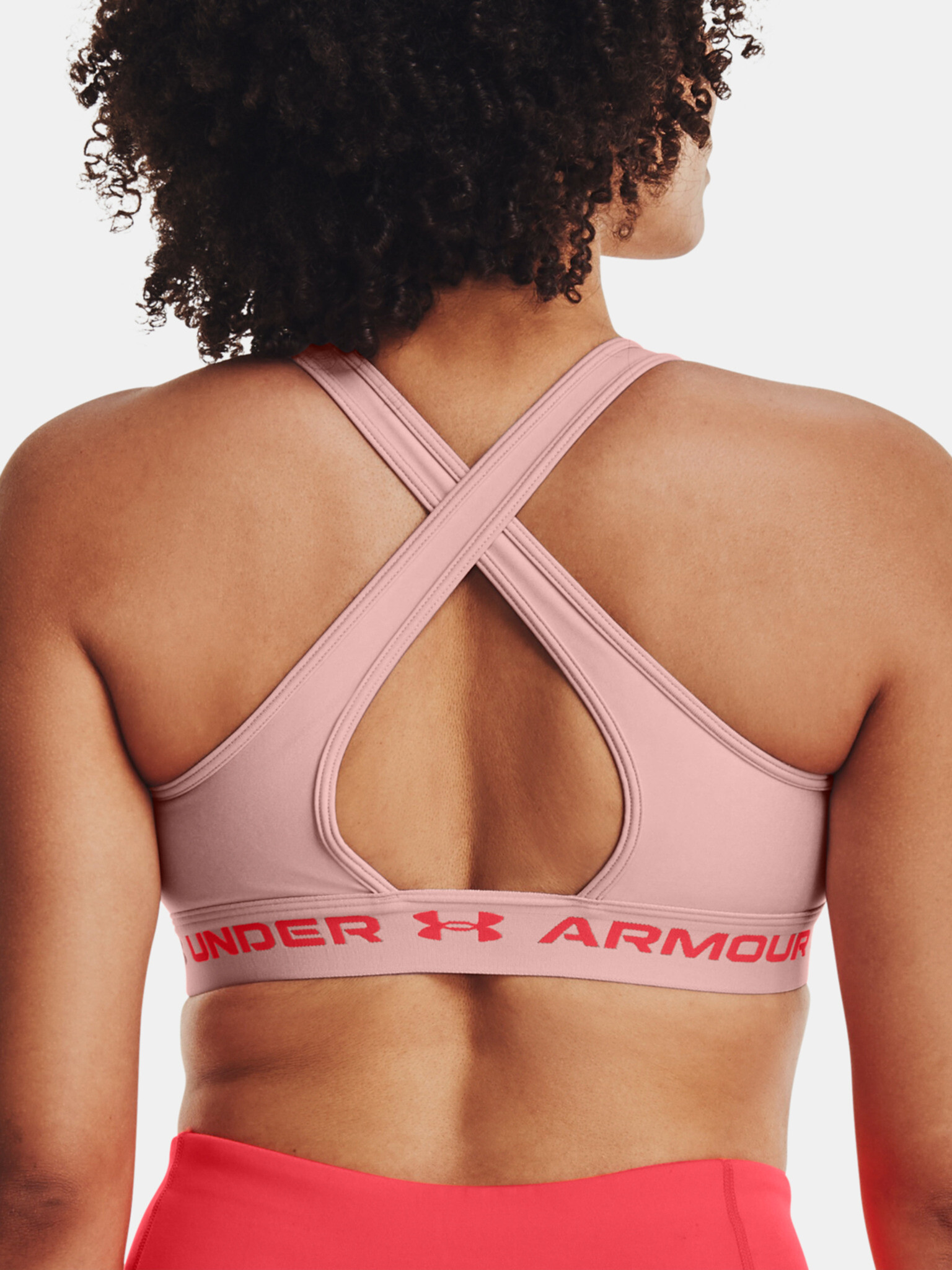 Under Armour UA Crossback Mid Hthr Sport Sutien Roz - Pled.ro