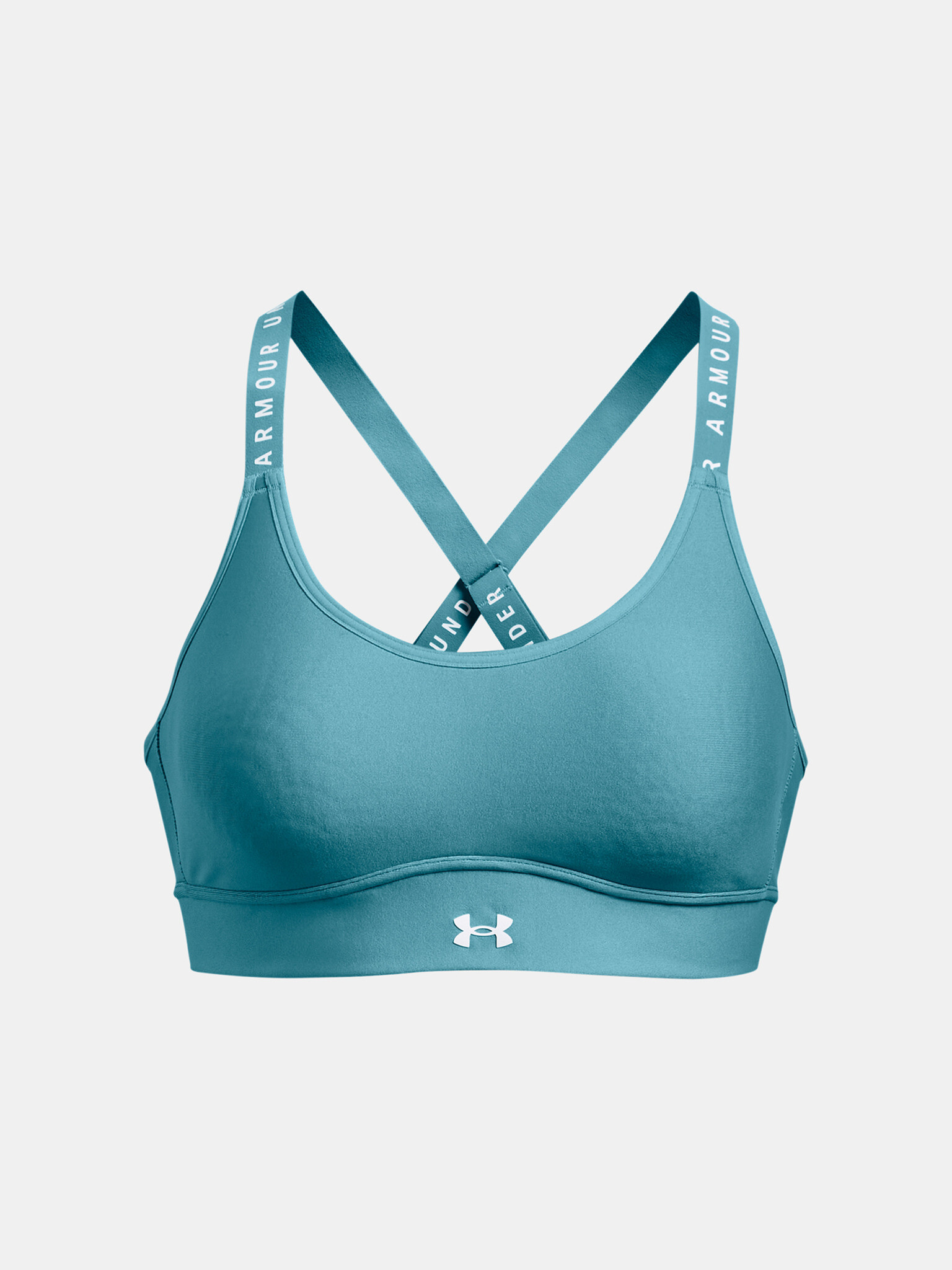 Under Armour UA Infinity Mid Covered Sport Sutien Albastru - Pled.ro