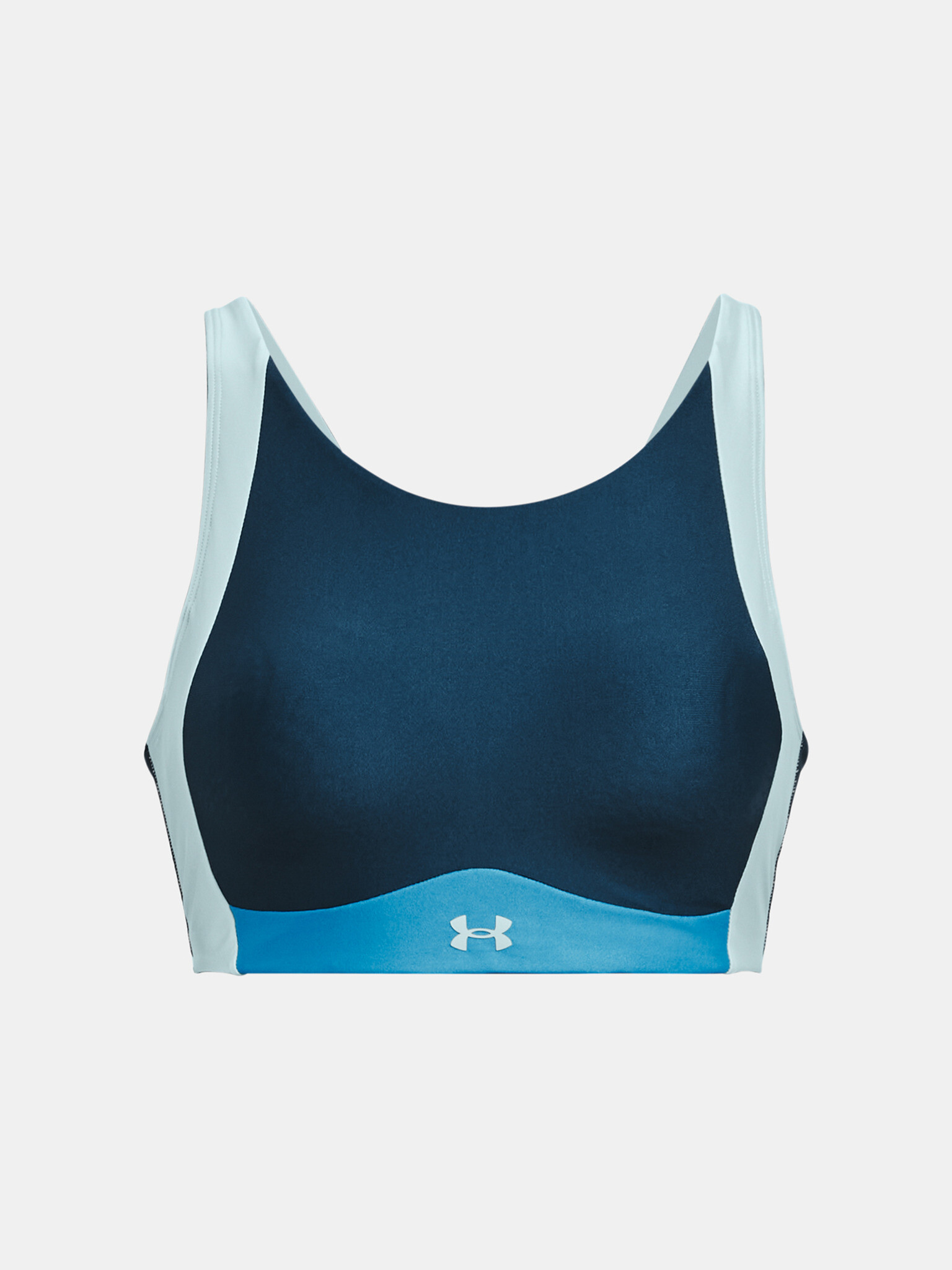 Under Armour UA Infinity Mid High Neck Shine Sport Sutien Albastru - Pled.ro