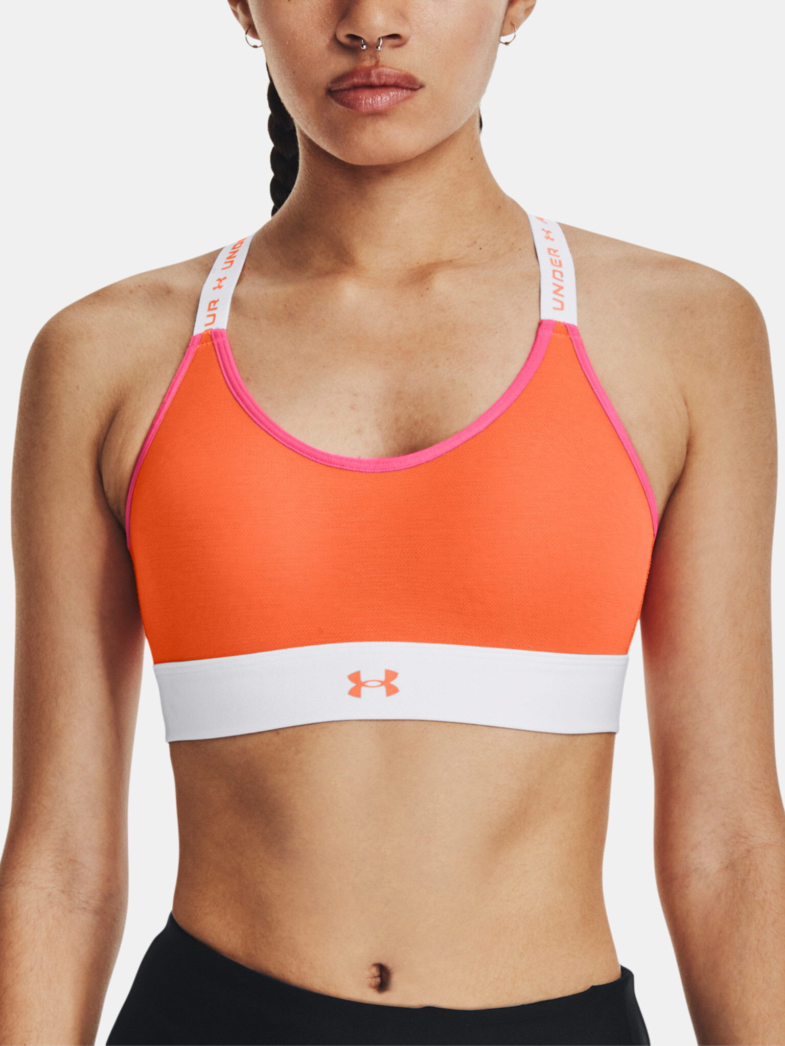 Under Armour UA Infinity Mid Run Hook Sport Sutien Portocaliu - Pled.ro