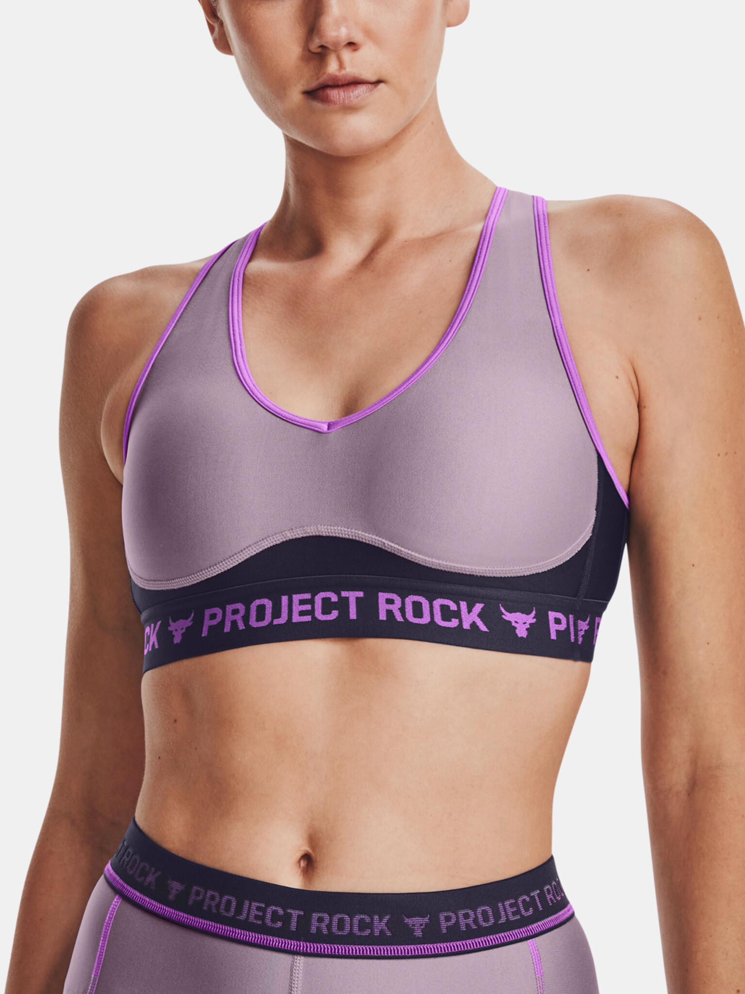 Under Armour UA Project Rock Crsbck Dsrpt Sport Sutien Violet - Pled.ro