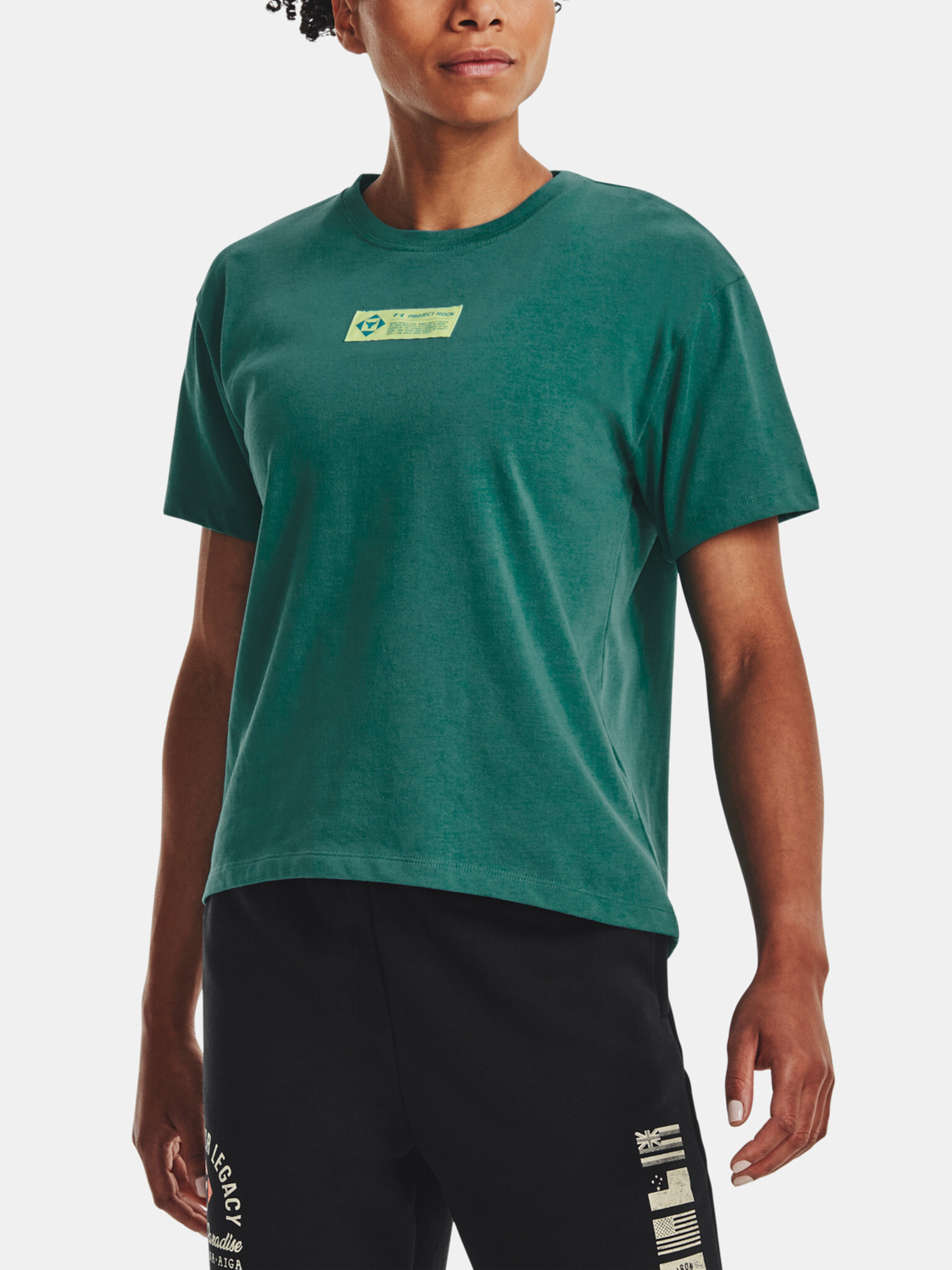 Under Armour UA Project Rock Globe SS Tricou Verde - Pled.ro