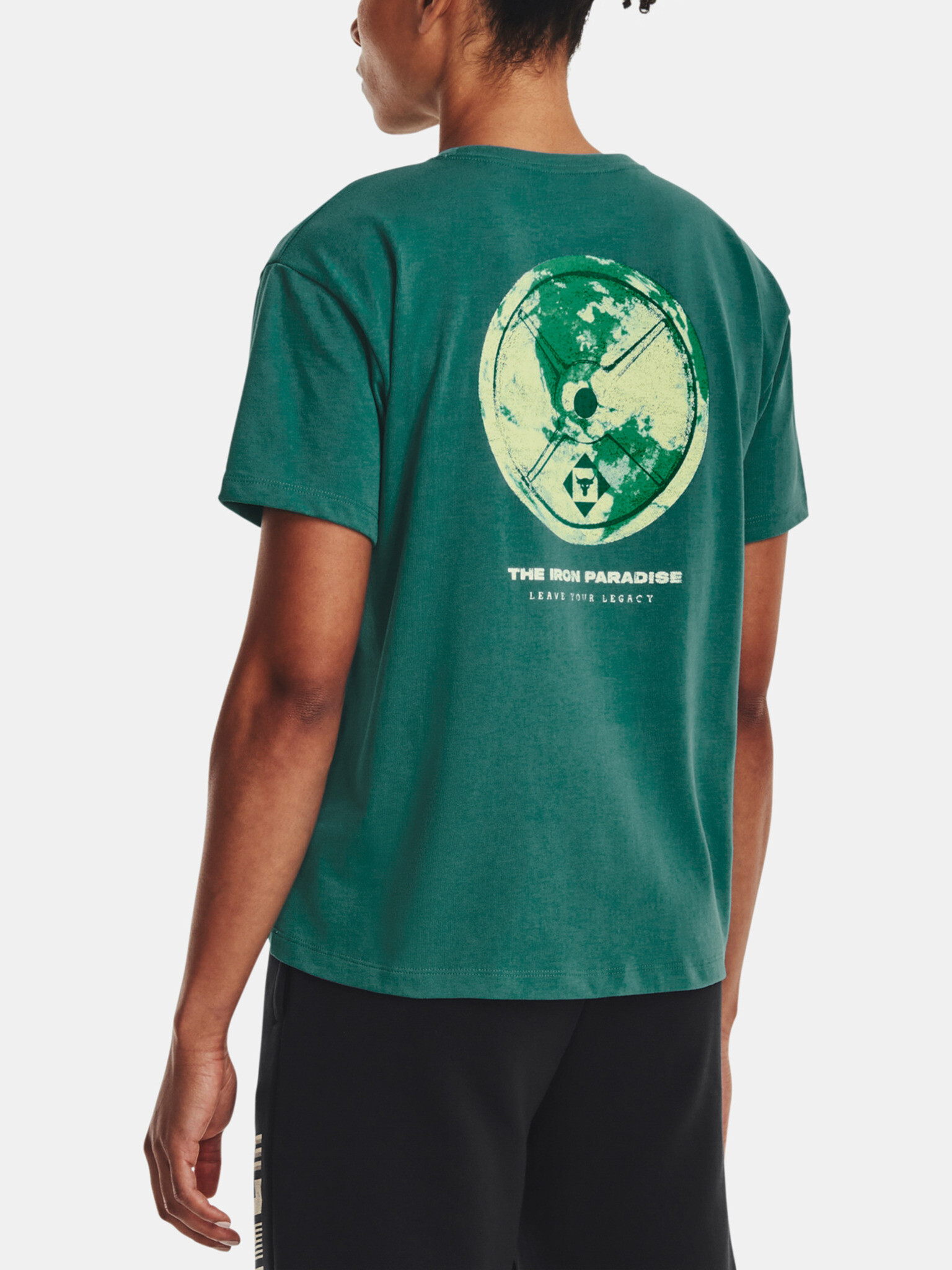 Under Armour UA Project Rock Globe SS Tricou Verde - Pled.ro