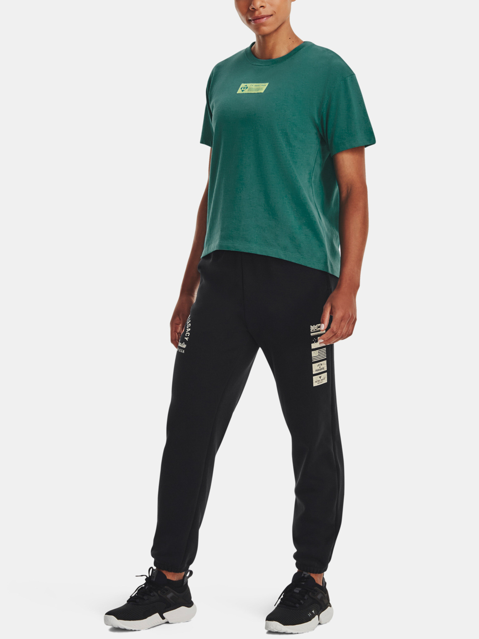 Under Armour UA Project Rock Globe SS Tricou Verde - Pled.ro